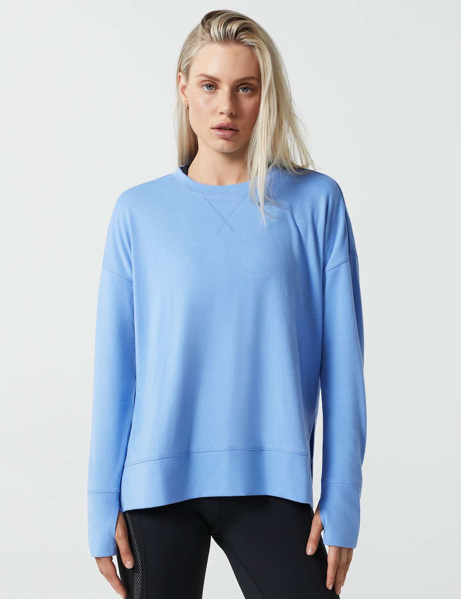 Lilybod Shelby Crew Neck Step Hem Relaxed Sweat-shirt Blue