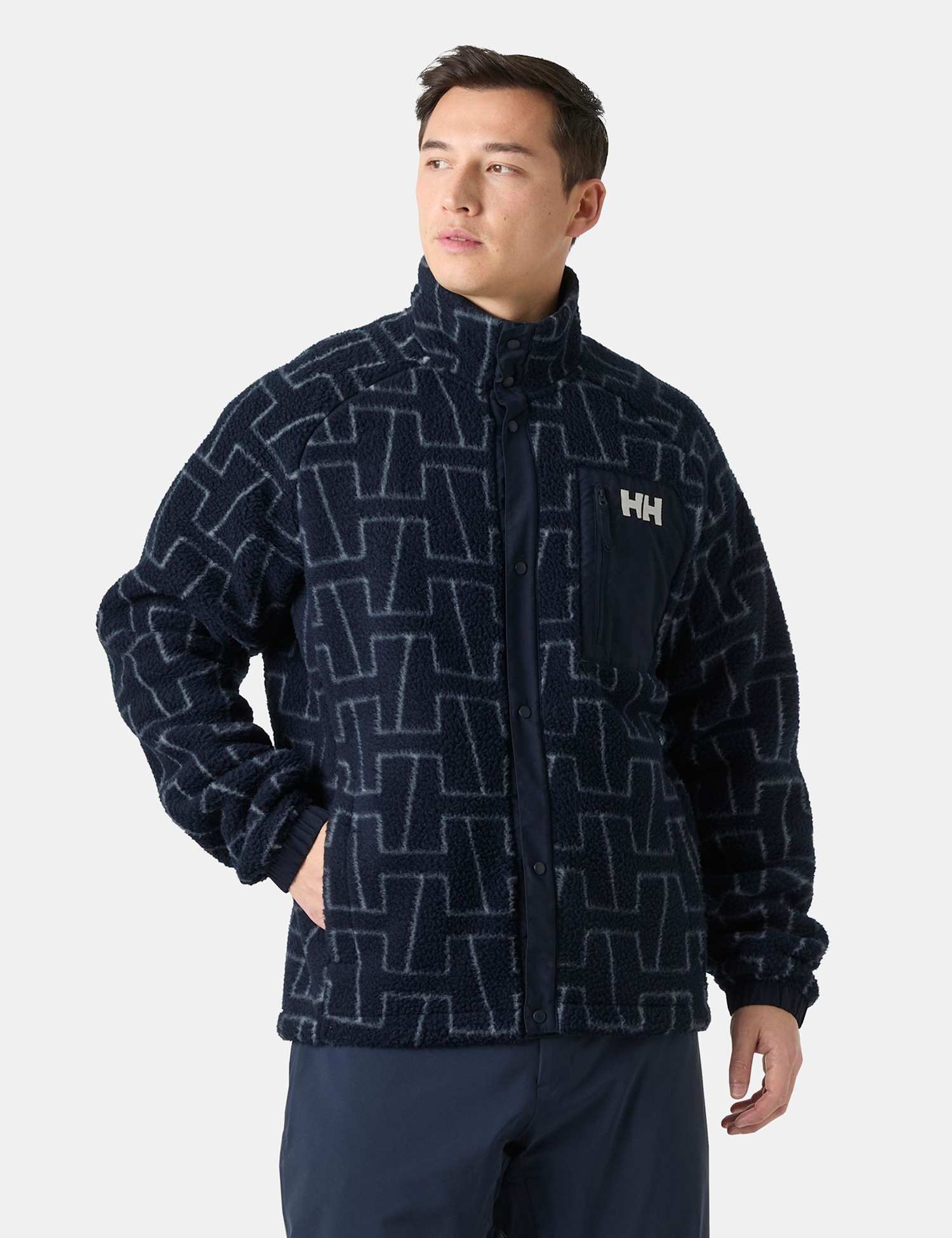 Helly Hansen Panorama Printed Pile Midlayer Jacket Navy Mix