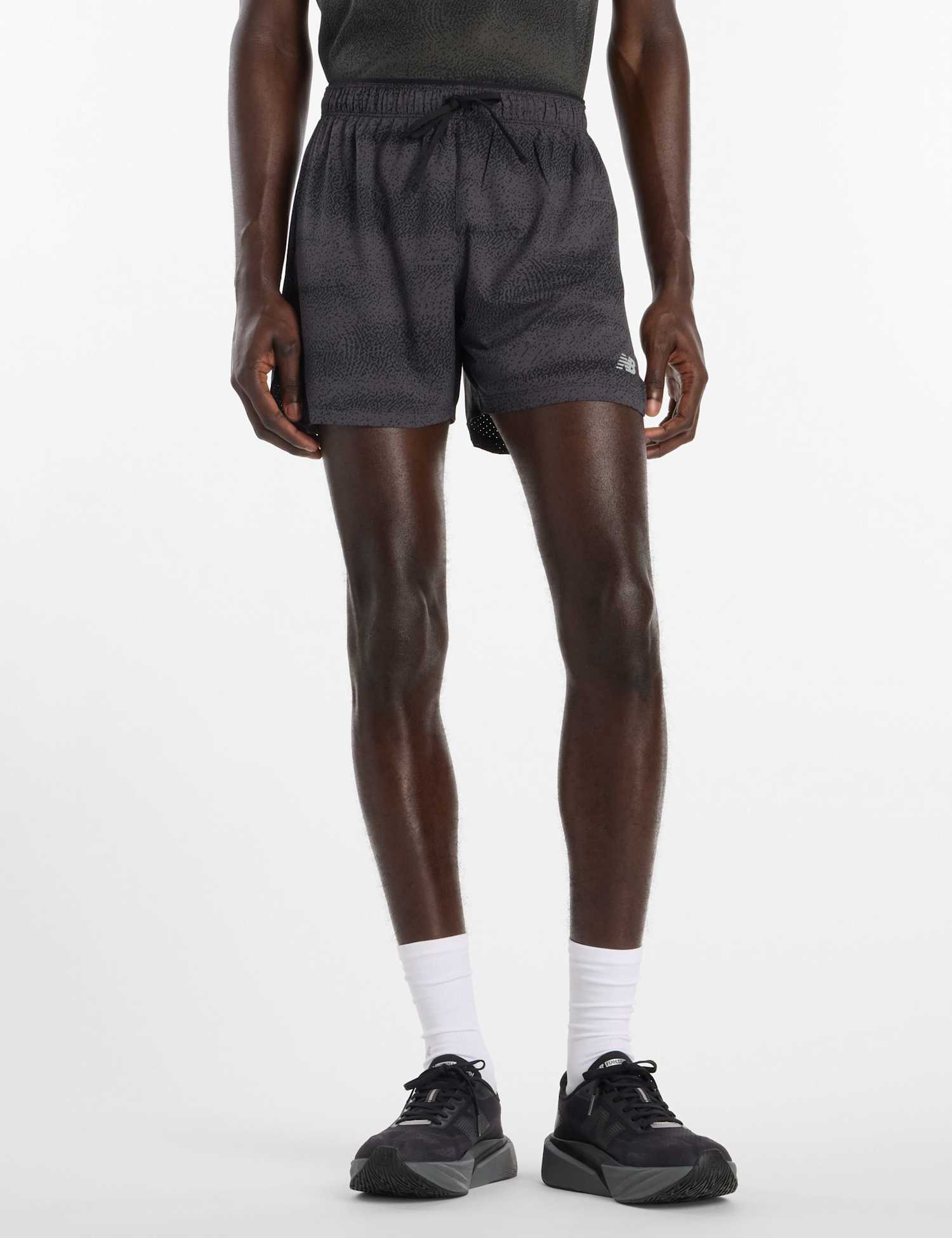 New Balance Printed Drawstring Running Shorts Black/Grey