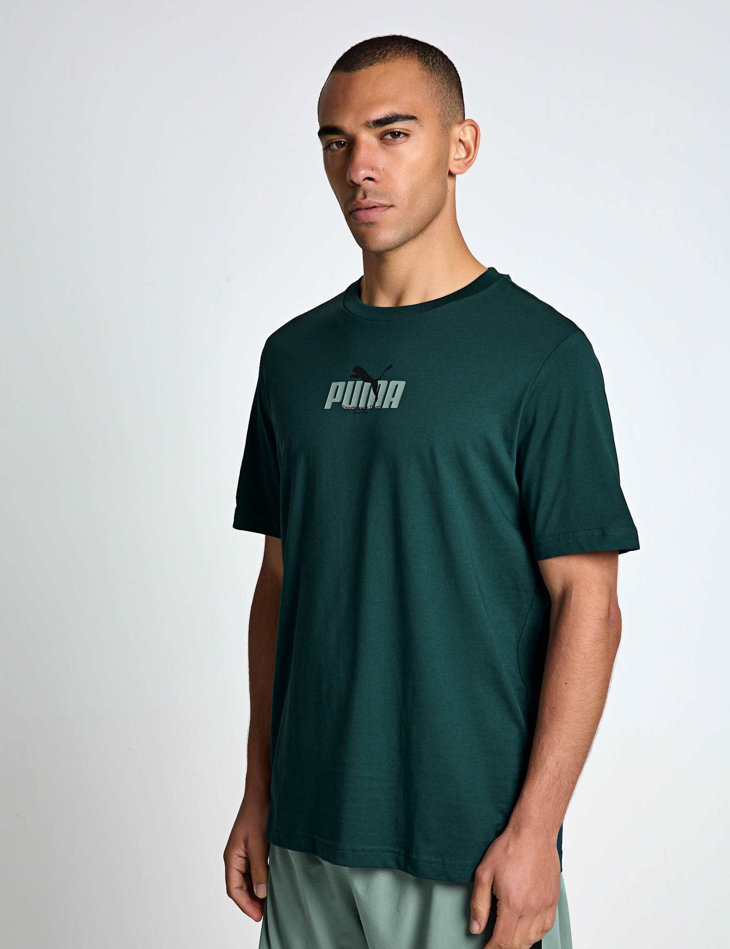 Puma Graphic Wording Crew Neck Tshirt Dark Green