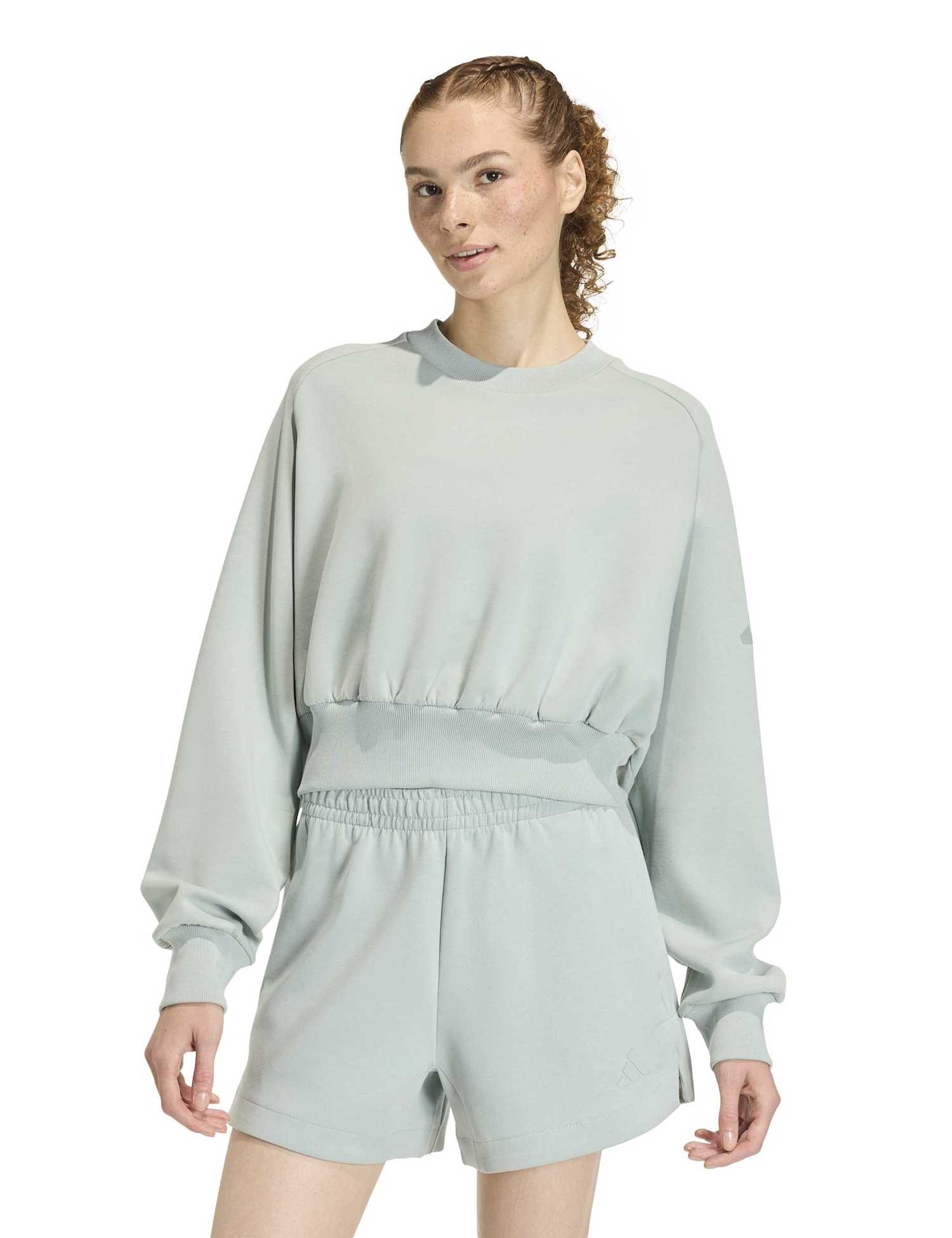 adidas Soft Lux Long Sleeve Crew Sweatshirt Green