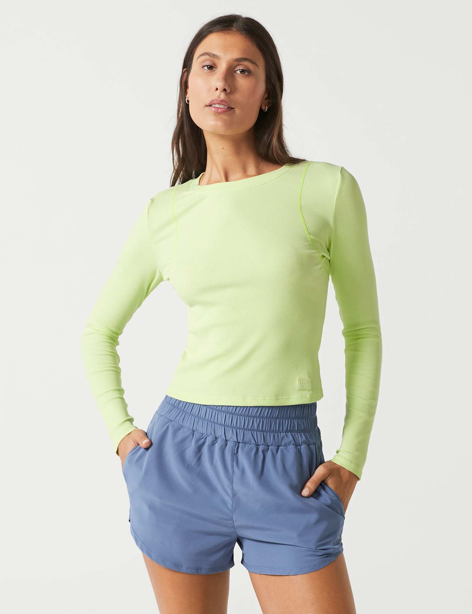 Lilybod Faro Crew Neck Long Sleeve Tech Top Lime Green