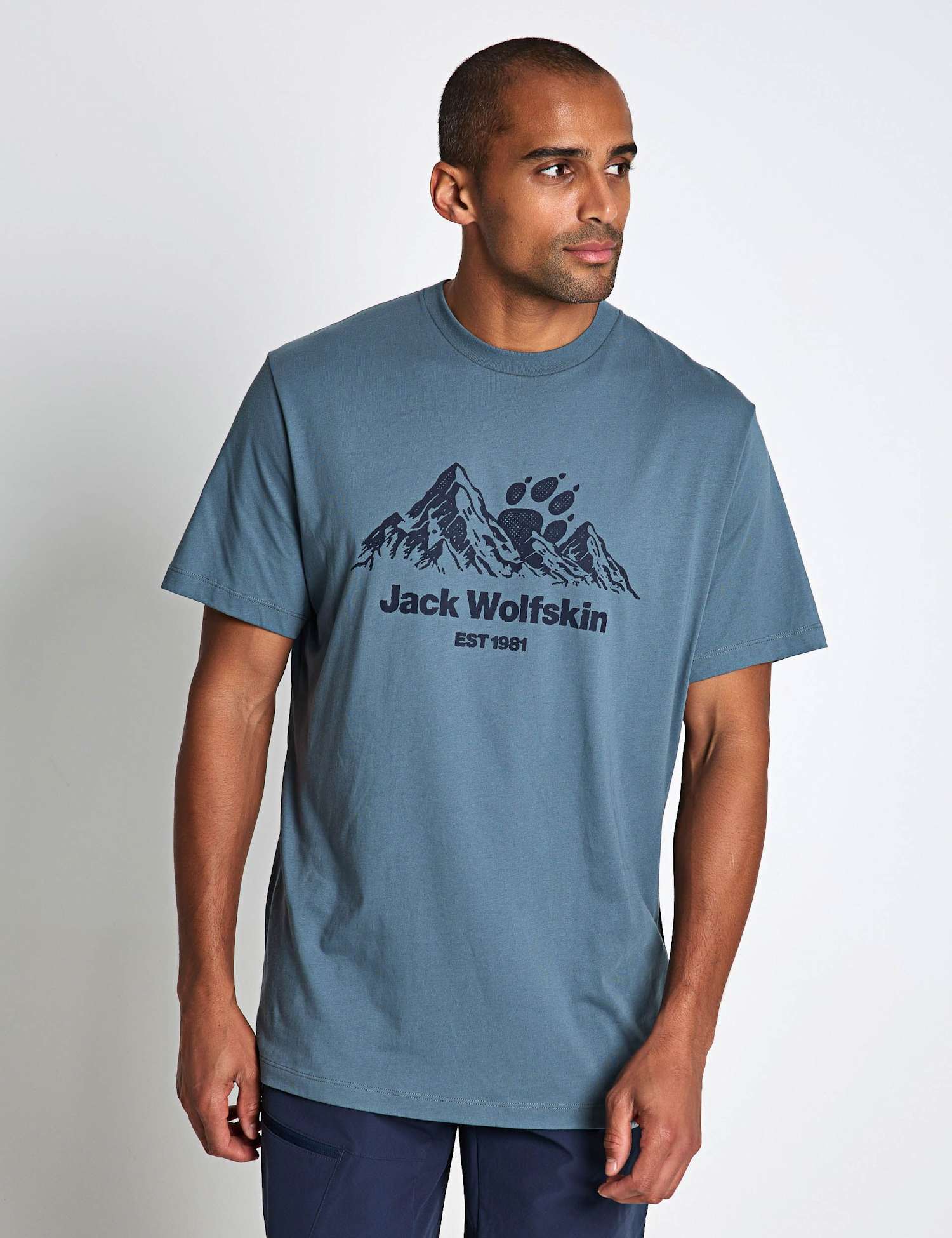 Jack Wolfskin Pure Cotton Crew Neck Graphic T-Shirt Chambray