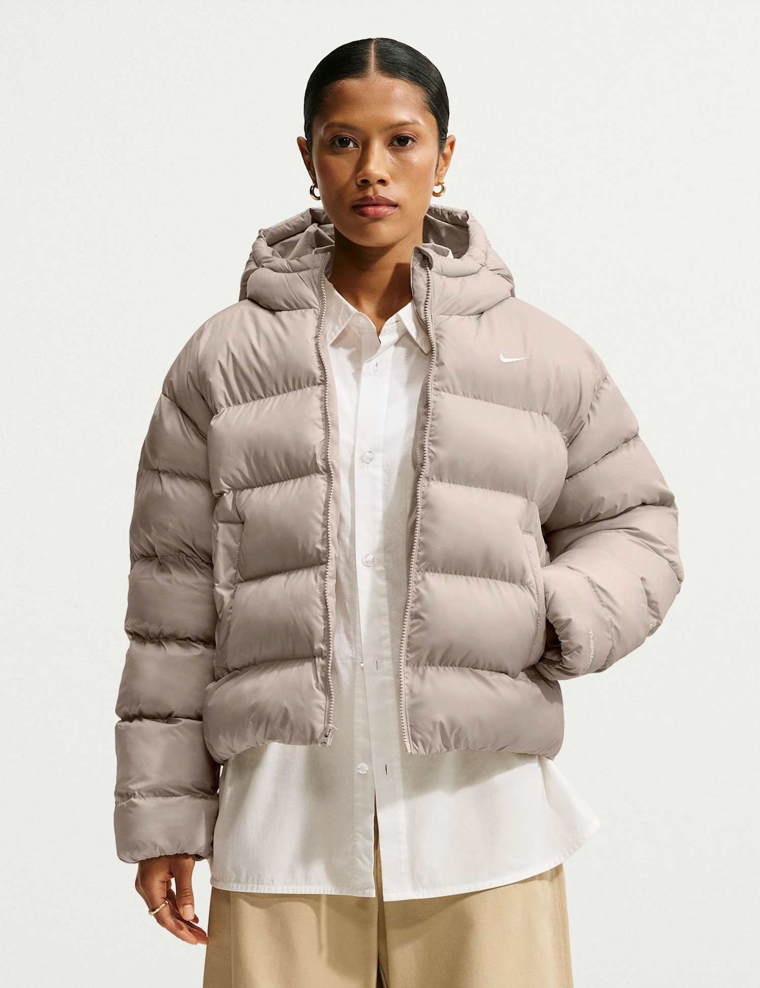 Nike Relaxed Hooded Puffer Jacket Cream