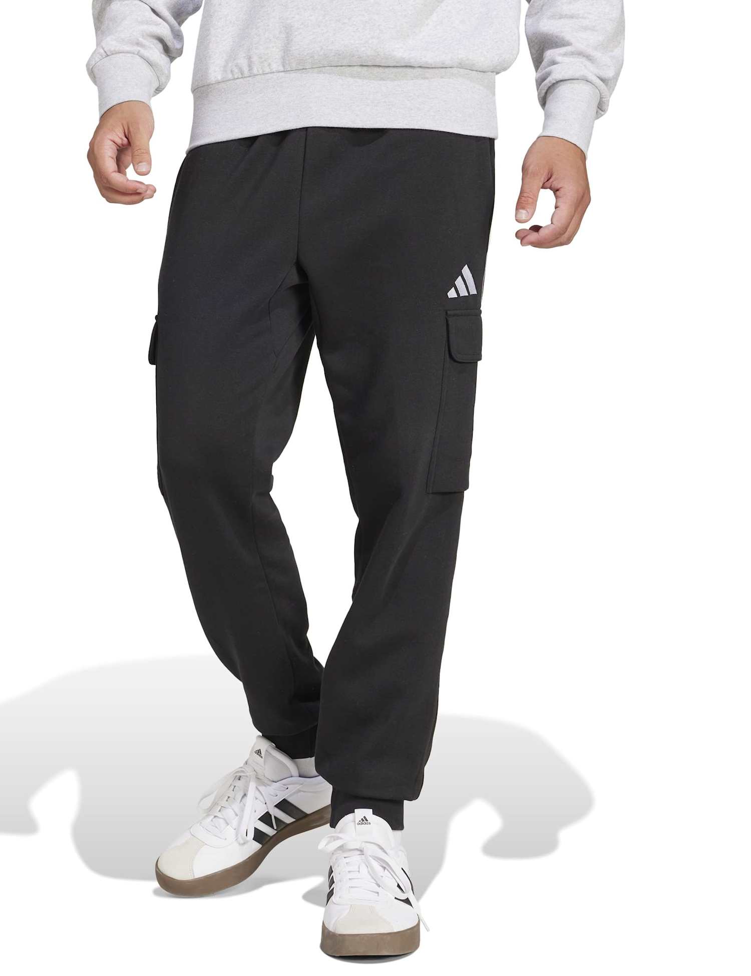 adidas Essentials Feelcozy Fleece Cargo Joggers Black