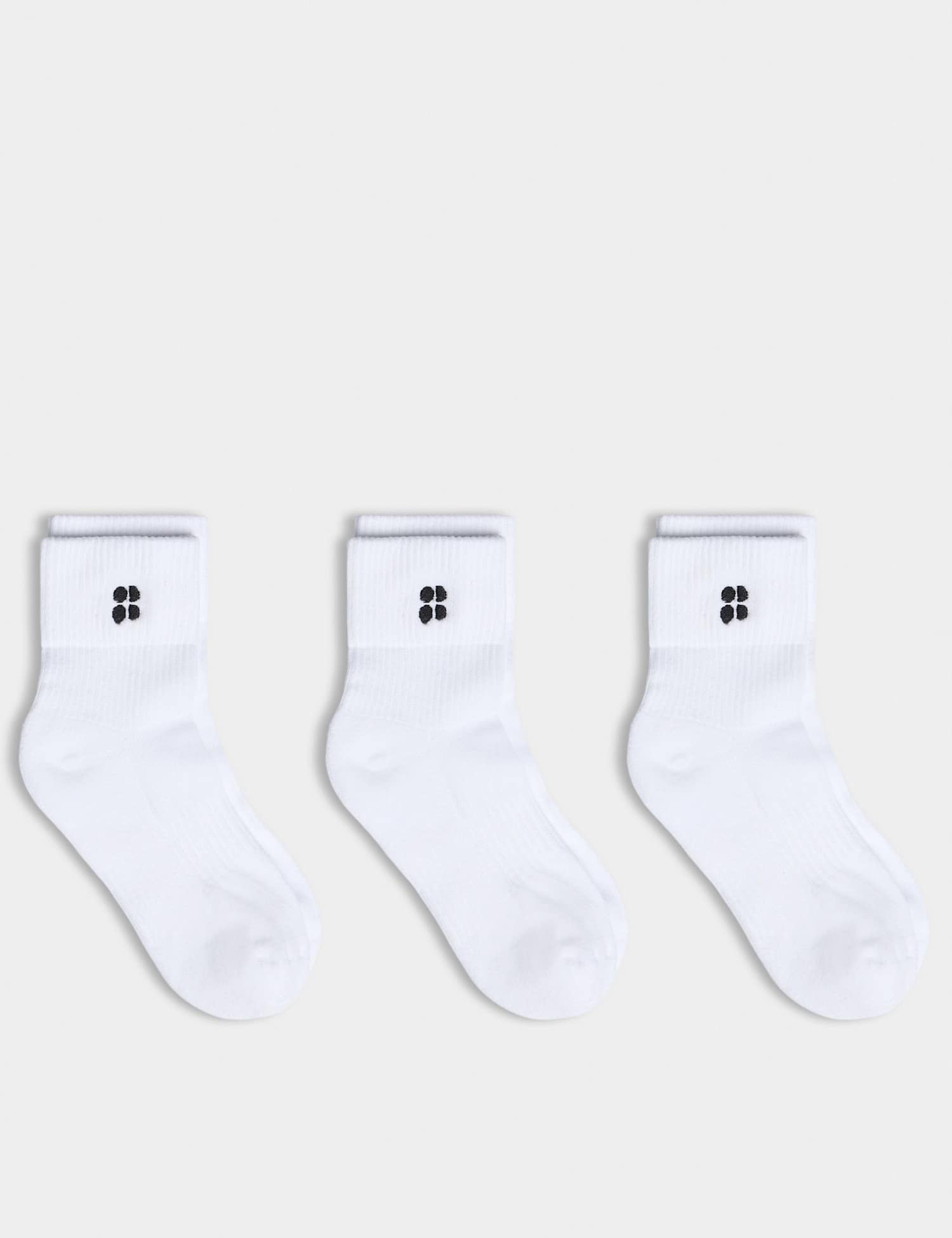 Sweaty Betty 3 Pack Essentials Cotton Rich Ankle High Socks White