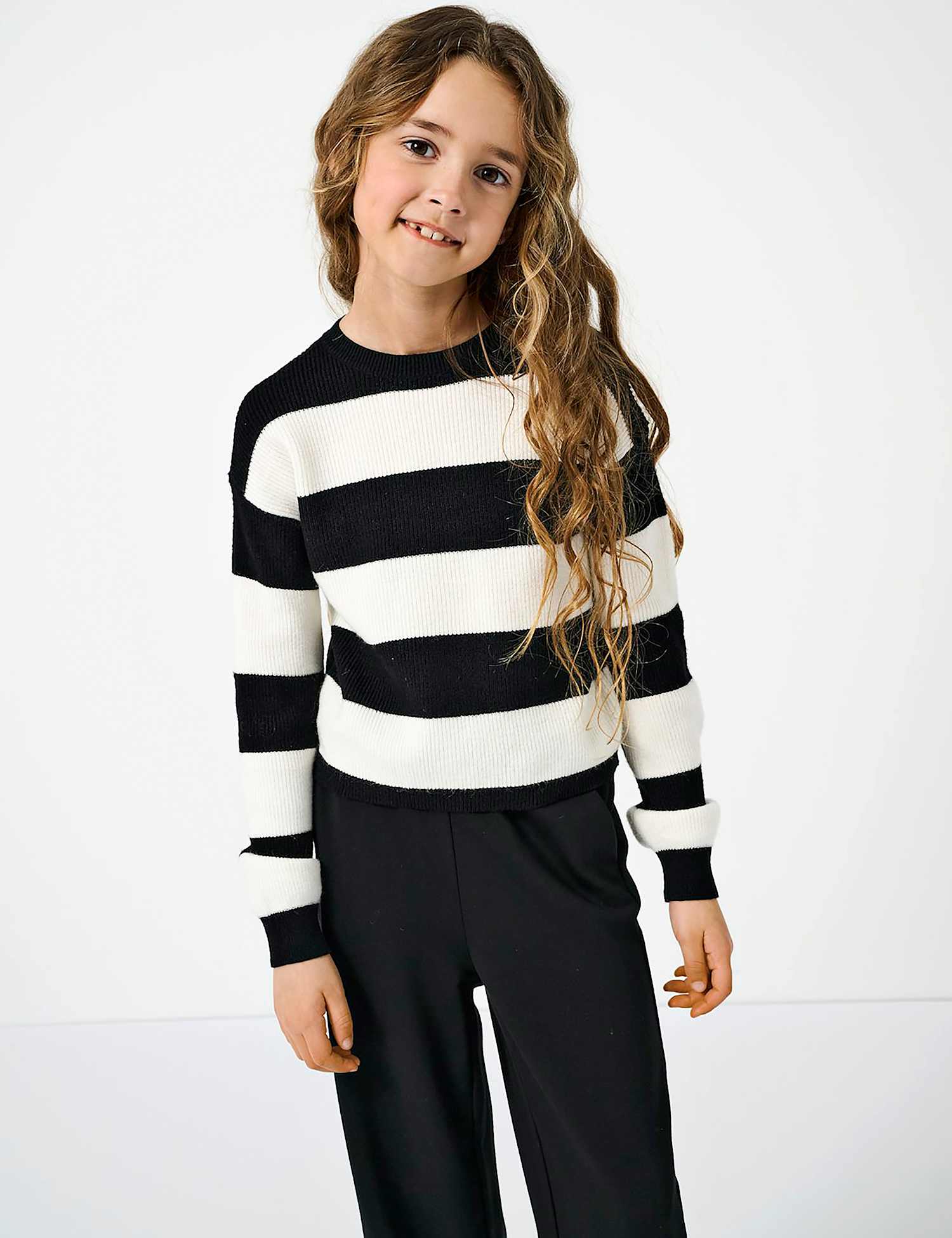 Kids Only Striped Jumper (7-14 Yrs) Black Mix