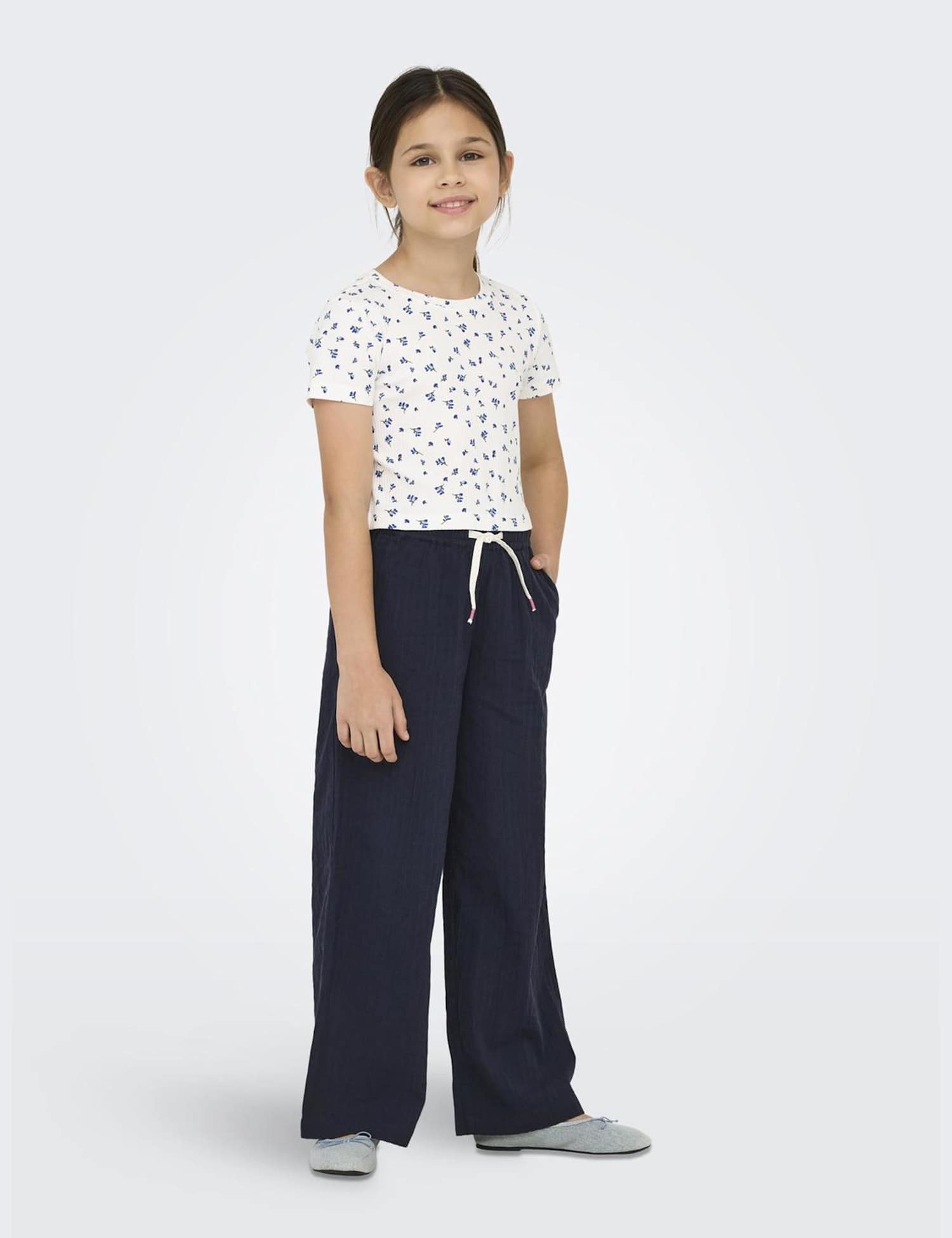 Kids Only Pure Cotton Textured Trousers (8-14 Yrs) Navy