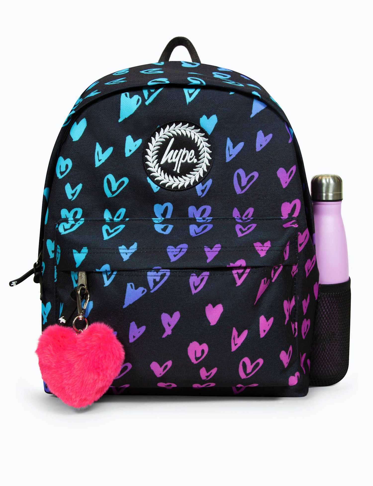 Hype Kids' Scribble Hearts Backpack Black Mix