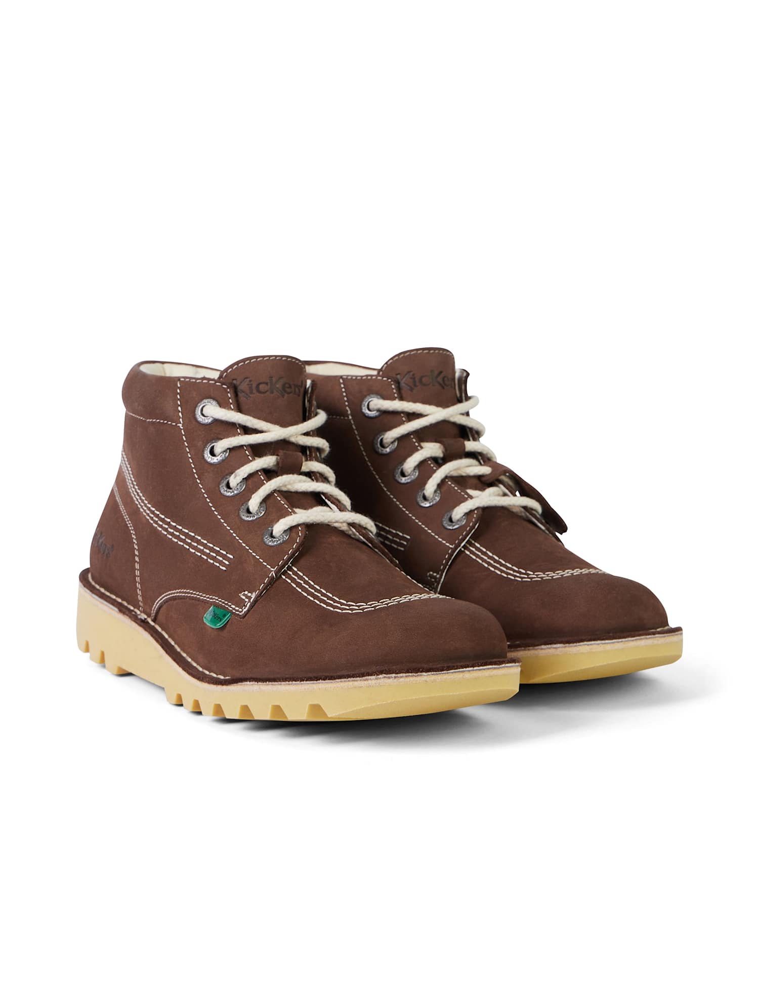 Kickers Leather Chunky Lace Up Ankle Boots Brown