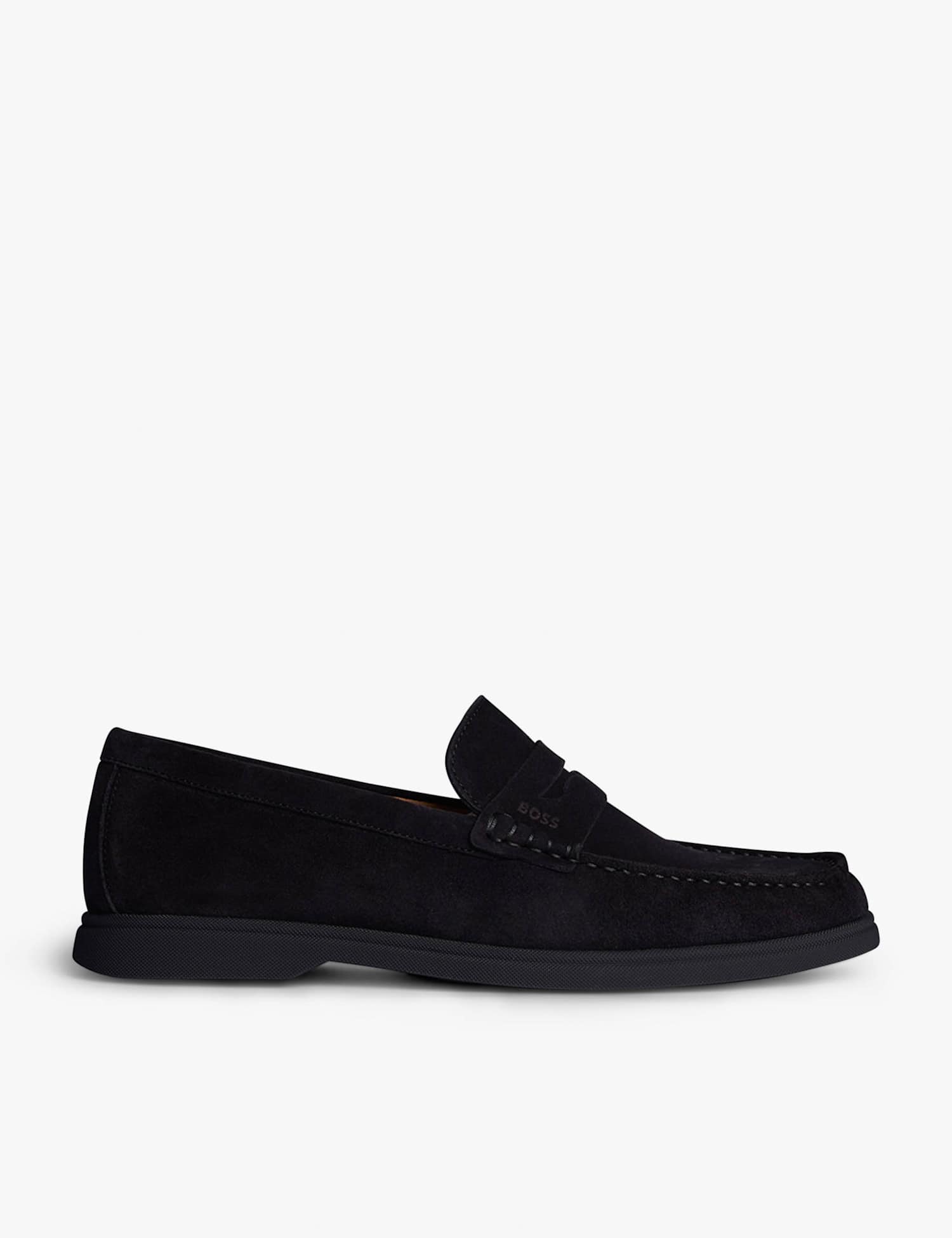 Boss Suede Slip On Loafers Dark Blue
