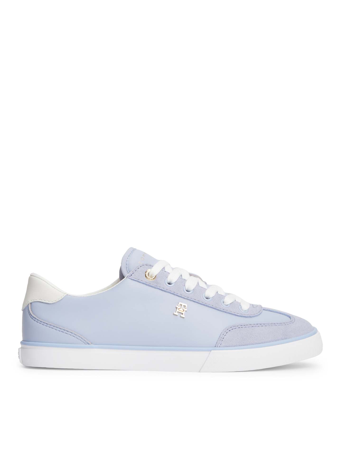 Tommy Hilfiger TH Chic Leather Lace Up Monogram Trainers Blue