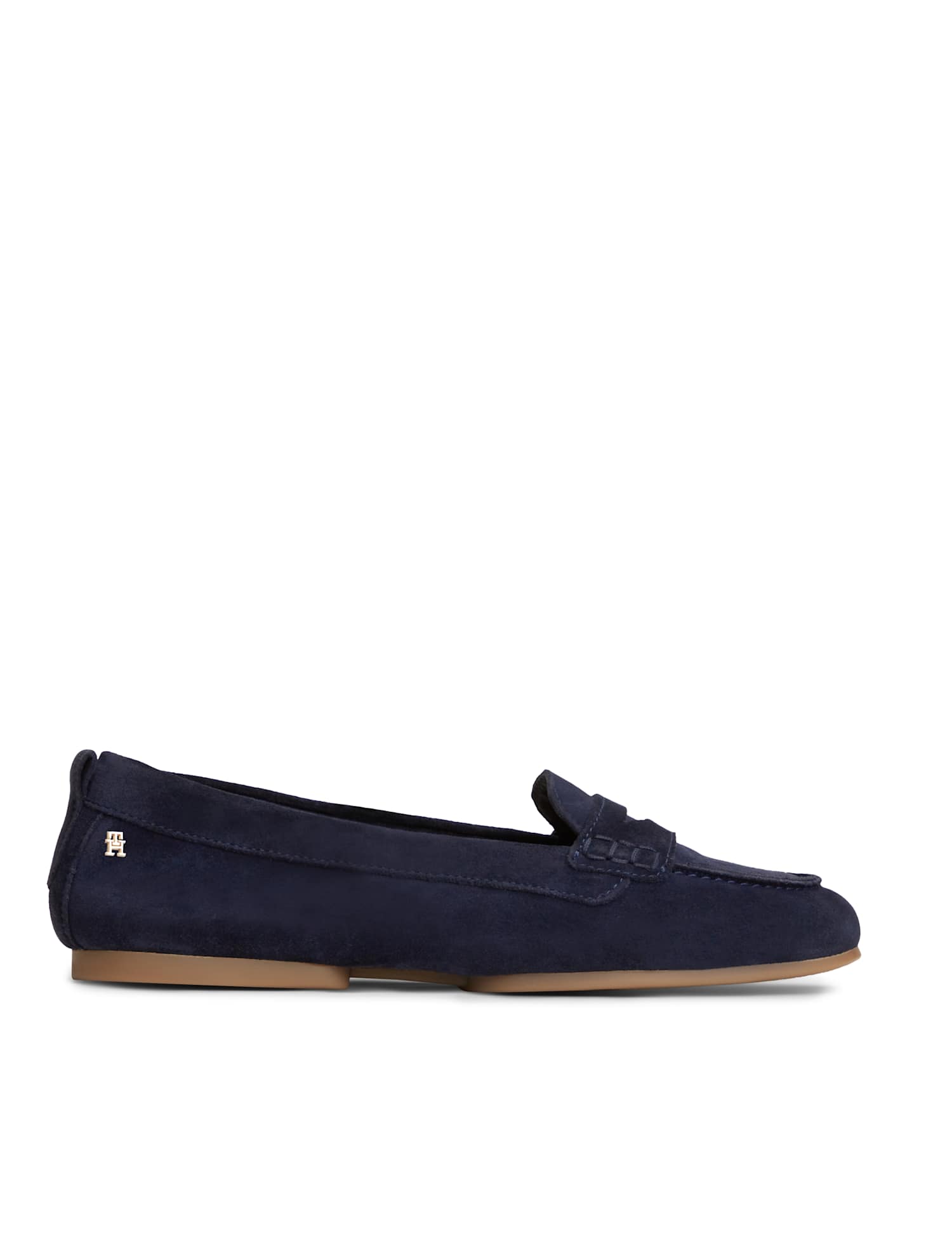 TOMMY HILFIGER TH Flex Suede Slip On Ballerina Loafers Dark Navy