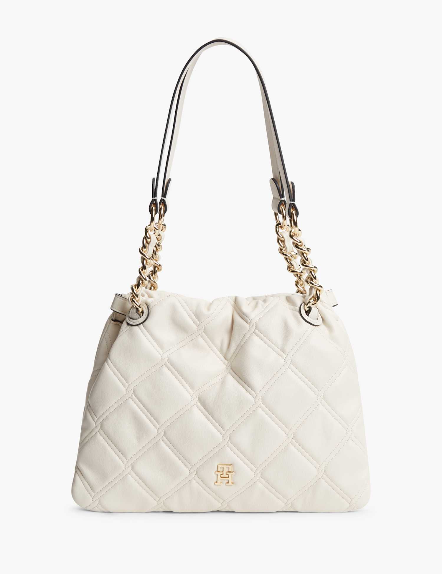 Tommy Hilfiger Feminine Faux Leather Quilted Mini Tote Bag Cream