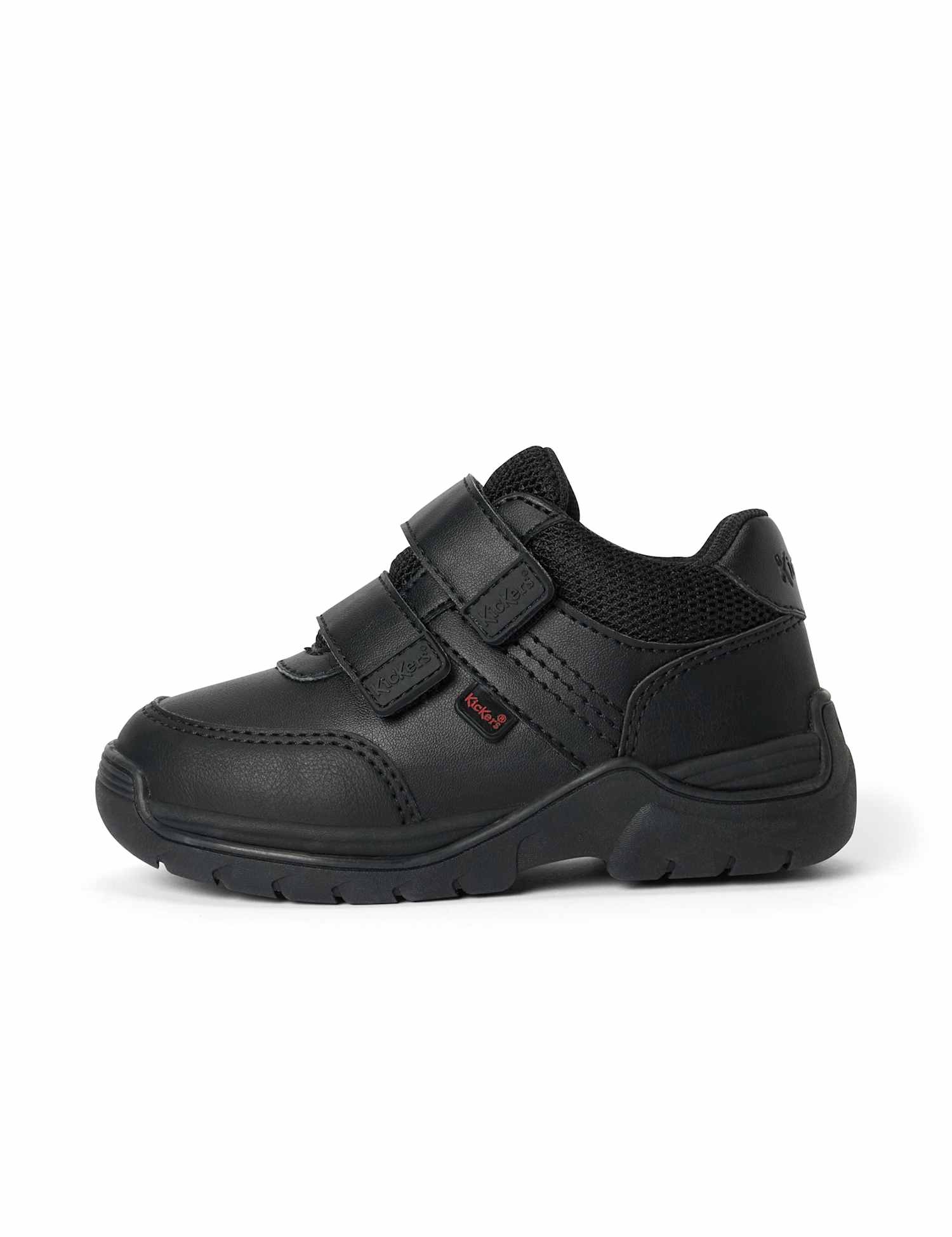 Kickers Kids' Leather Riptape School Shoes (12� Small-2� Large) Black