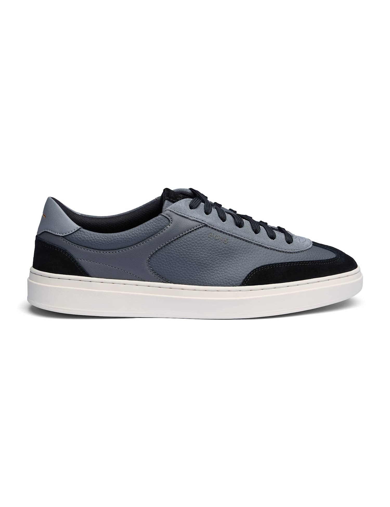 Boss Leather Lace Up Trainers Grey Mix