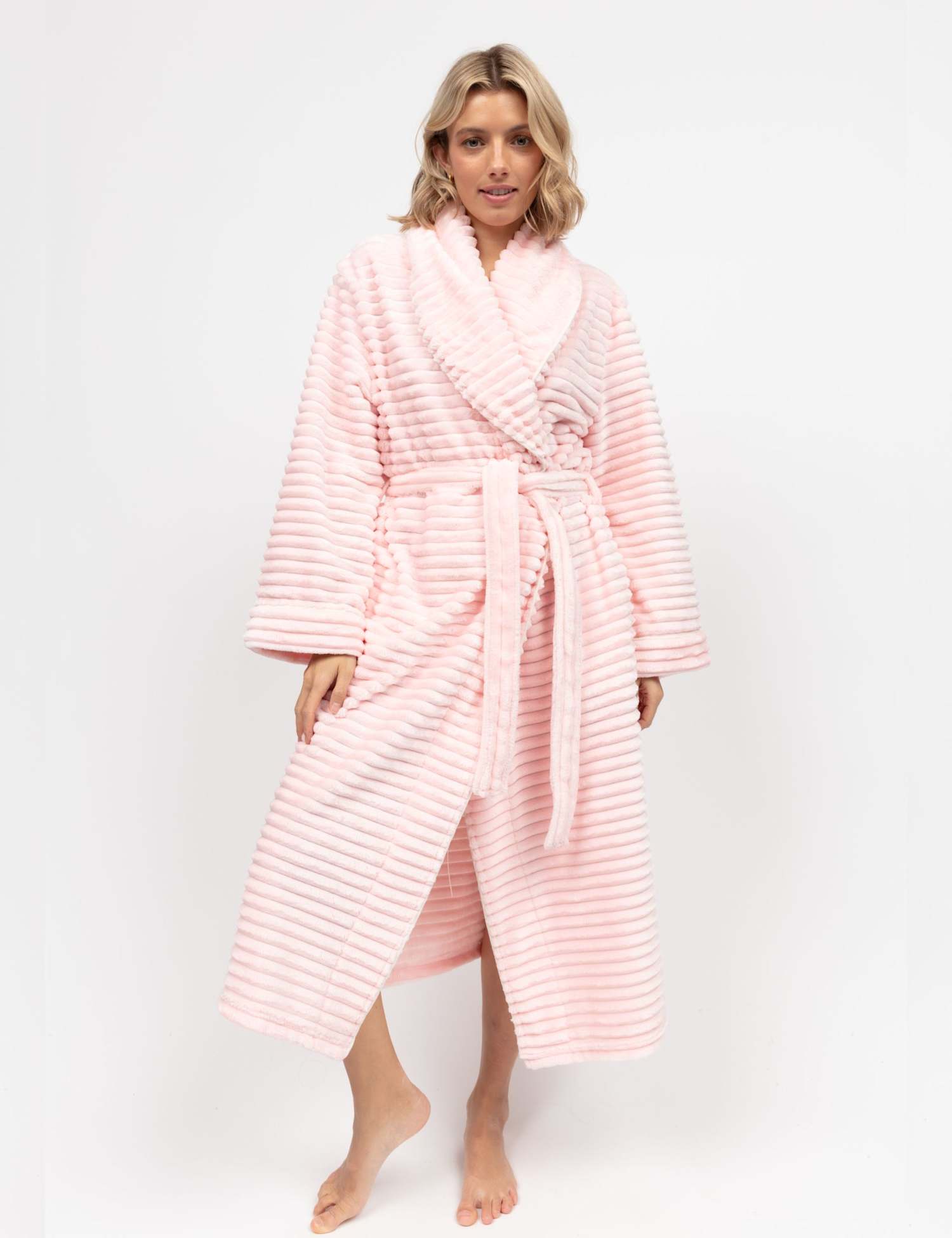 Cyberjammies Striped Fleece Dressing Gown Pink