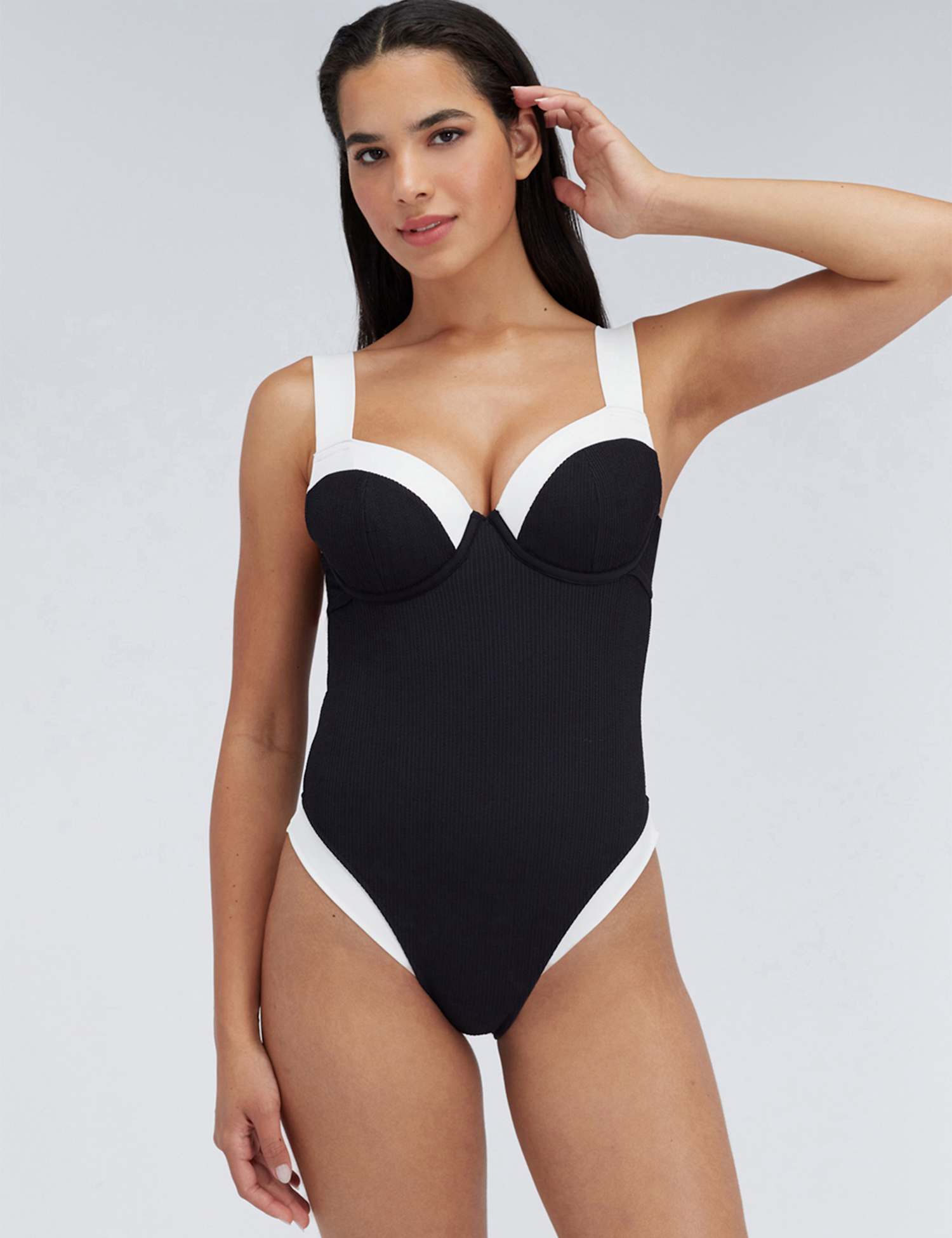 Boux Avenue Rivoli Textured Wired Swimsuit (B-G) Black Mix