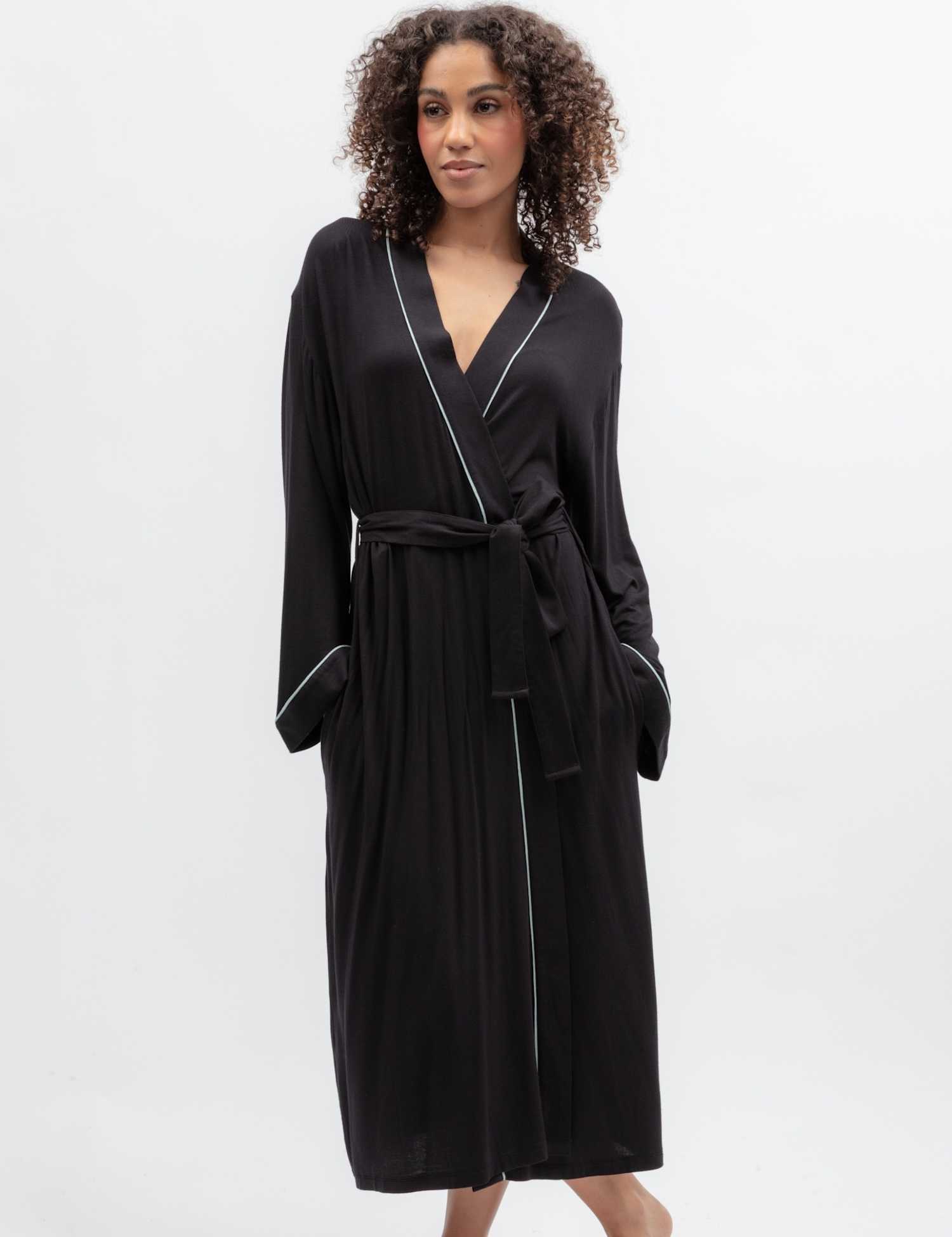 Cyberjammies Modal Rich Jersey Dressing Gown Black