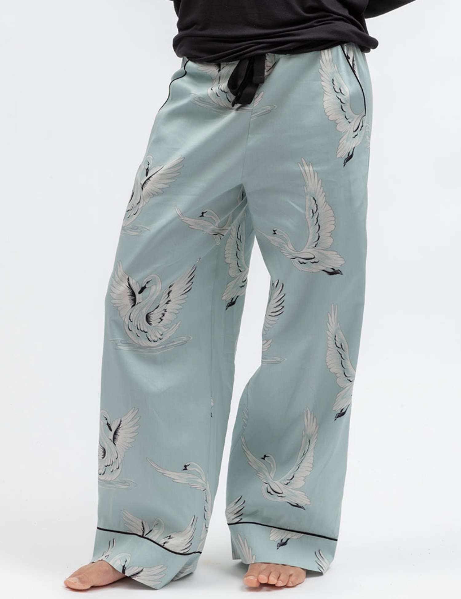 Cyberjammies Cotton Modal Swan Print Pyjama Bottoms Mint