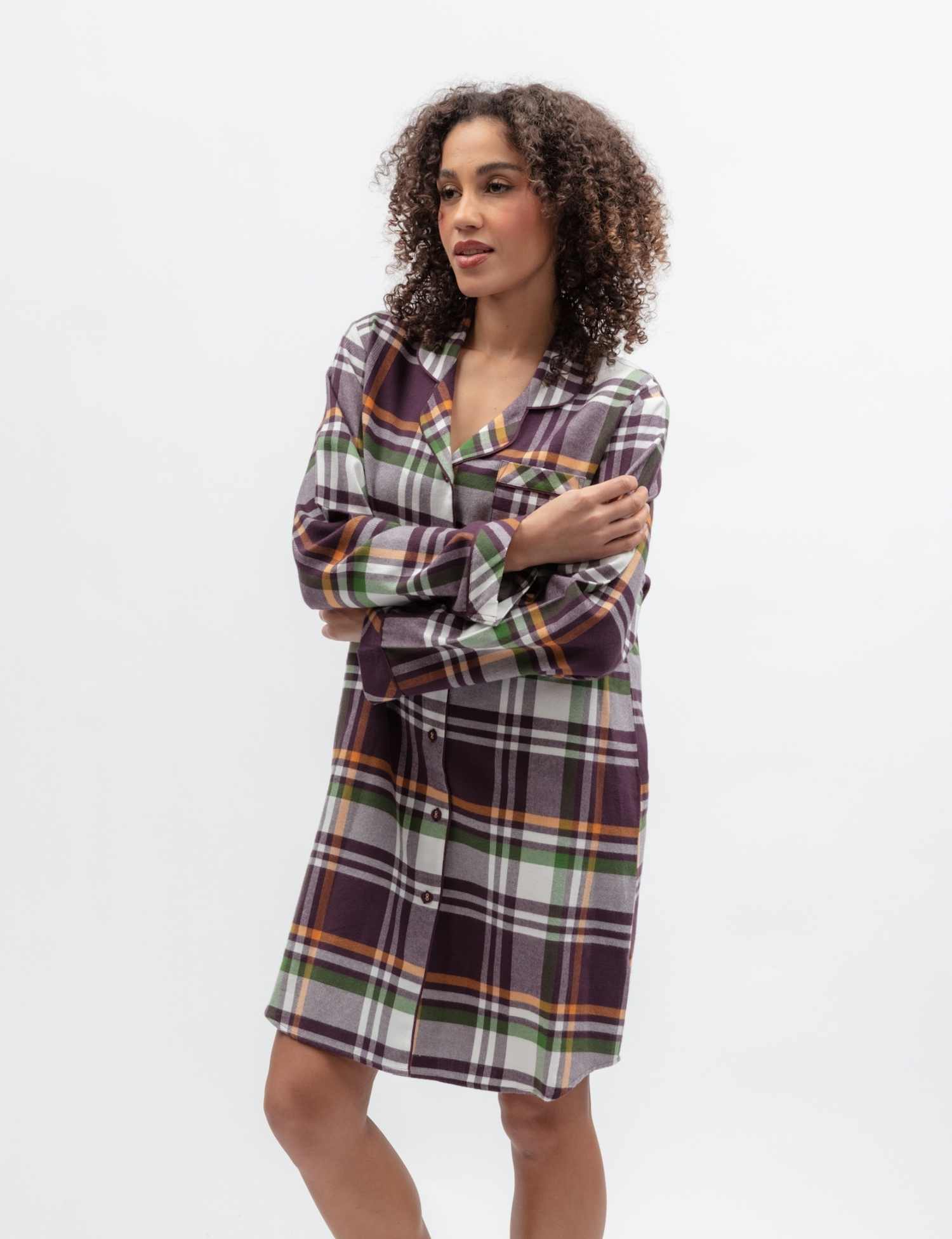 Cyberjammies Pure Cotton Checked Nightshirt Burgundy Mix