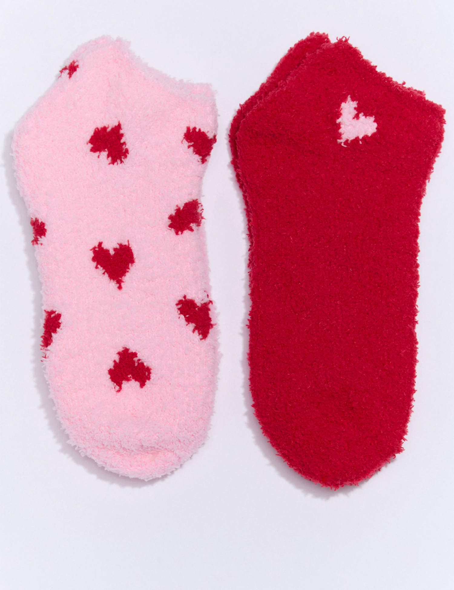 Boux Avenue 2 Pack Valentines Heart Trainer Cossy Socks Red Mix