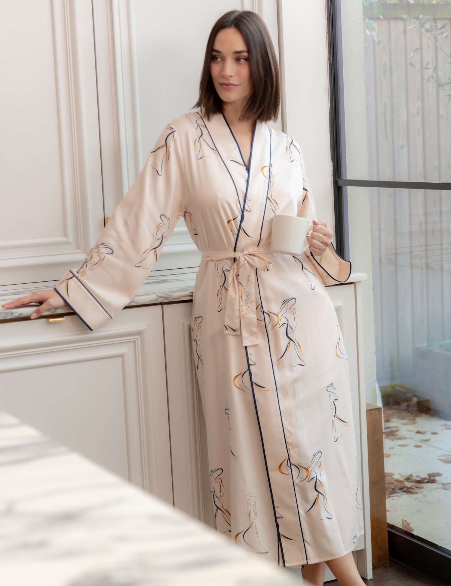 Cyberjammies Fable and Eve Cotton Modal Printed Dressing Gown Cream Mix