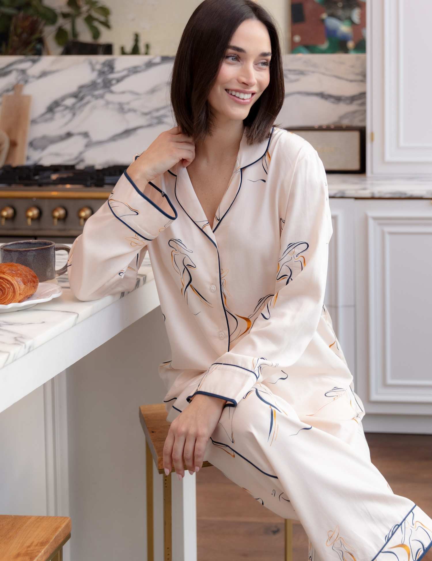 Cyberjammies Fable and Eve Cotton Modal Printed Pyjama Set Cream Mix