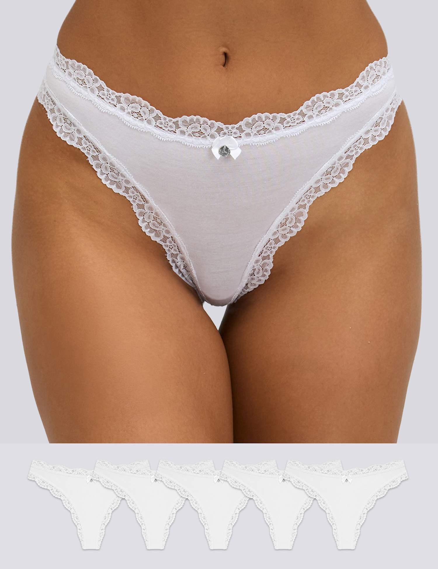 Boux Avenue 5pk Tatiana Thongs White