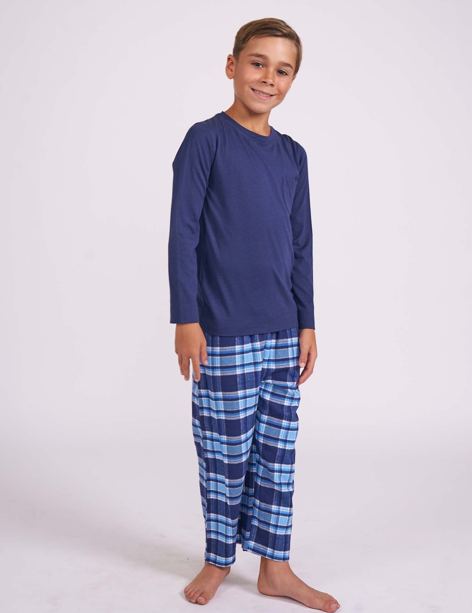 Cyberjammies Cotton Blend Checked Family Christmas Pyjama Set Navy Mix