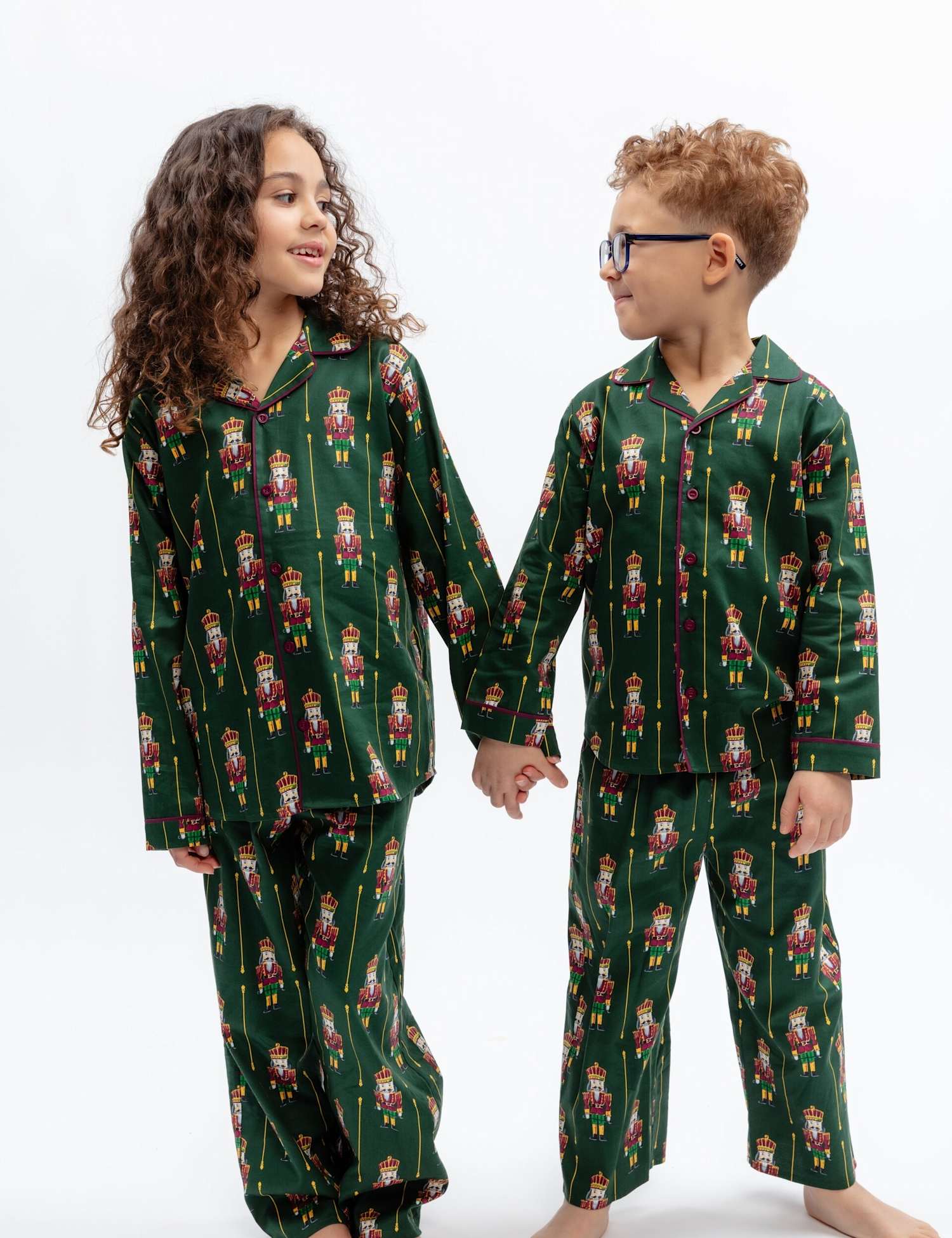 Cyberjammies Cotton Blend Nutcracker Family Christmas Pyjama Set (2-13 Yrs) Dark Green Mix