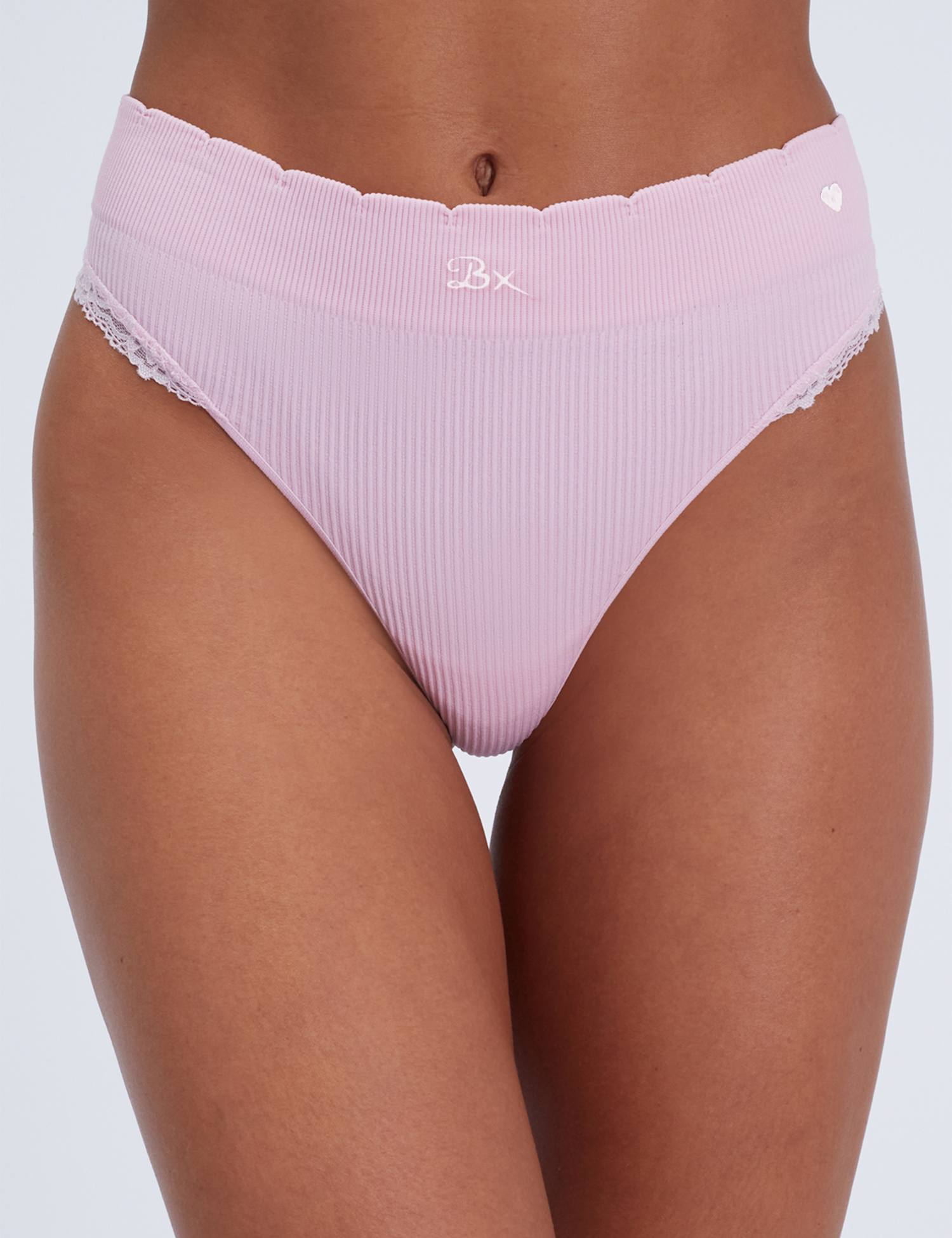 Boux Avenue Seamless Lace Thong Pink