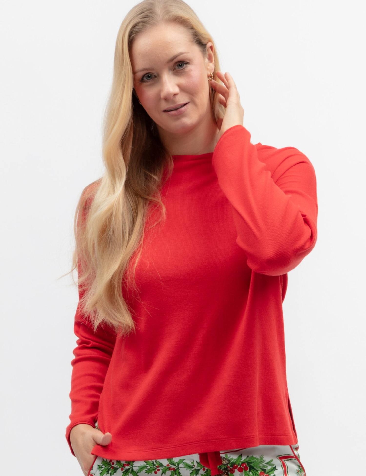Cyberjammies Slouch Jersey Rib Pyjama Top Red