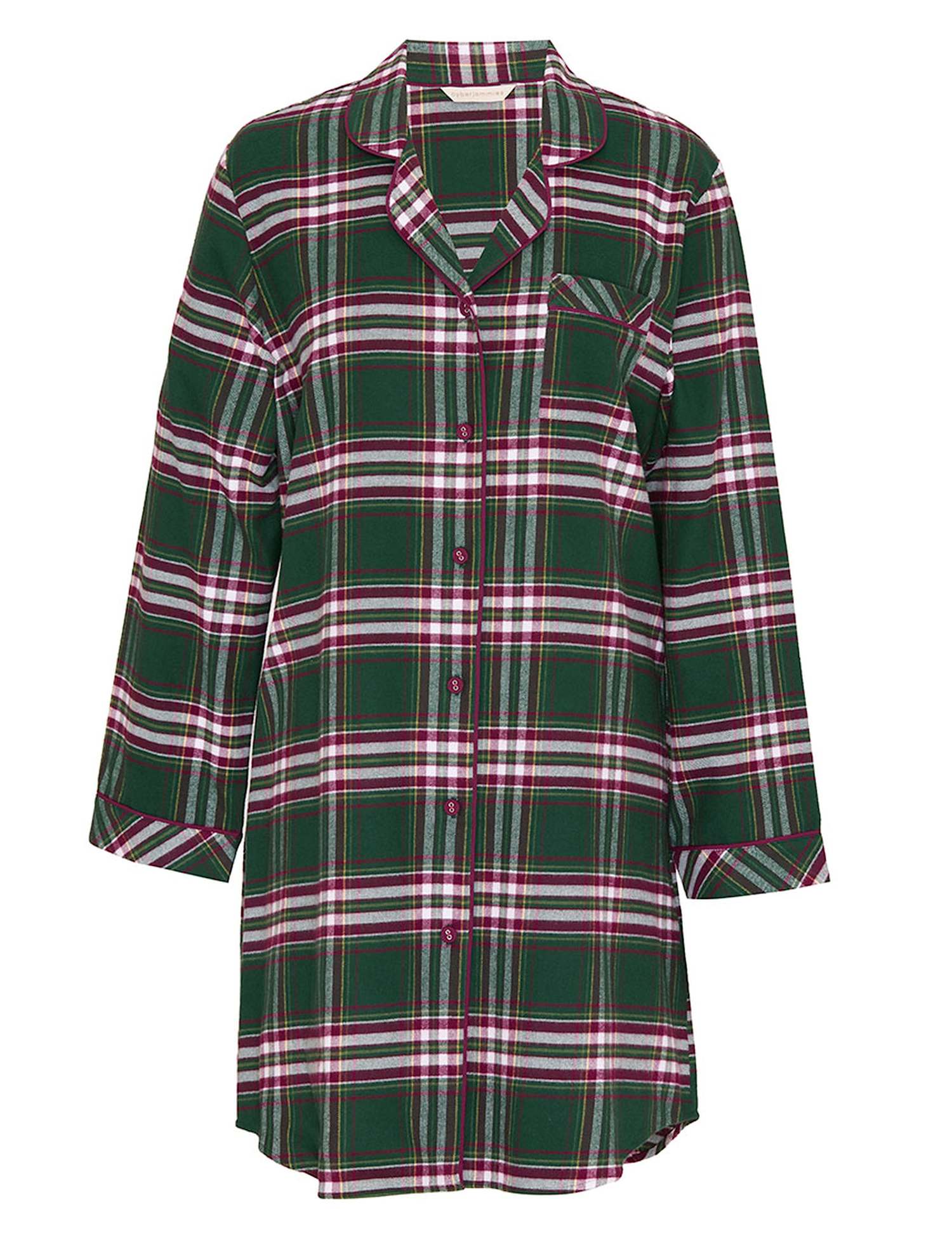Cyberjammies Family Christmas Pure Cotton Checked Nightshirt Green Mix