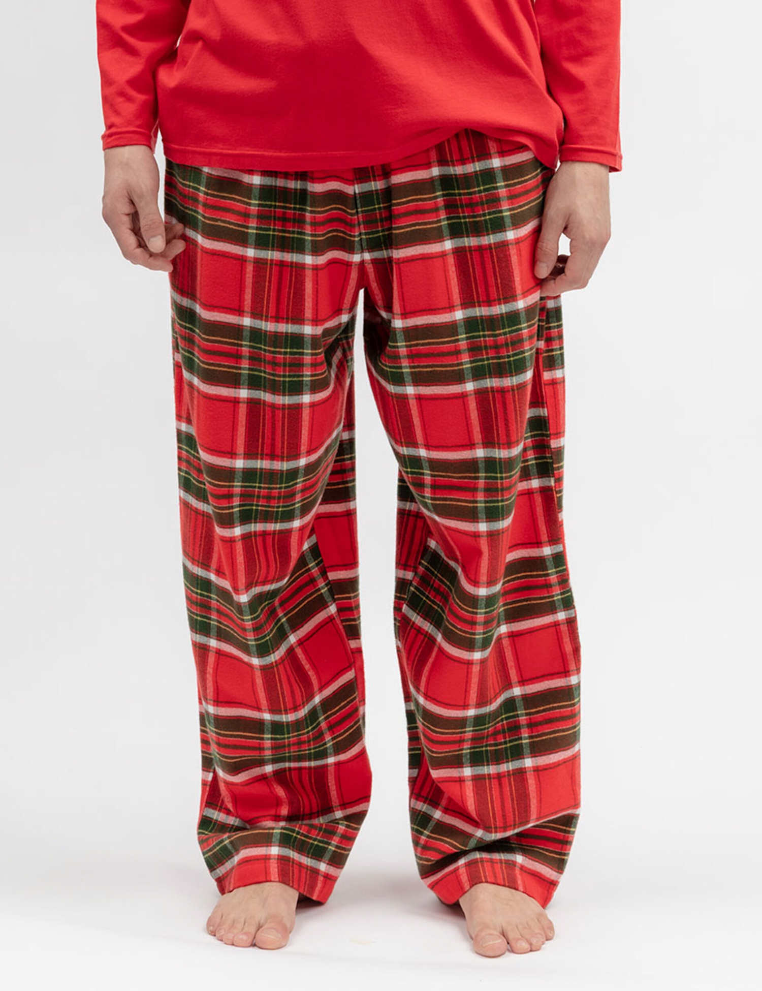 Cyberjammies Brushed Cotton Checked Family Christmas Pyjama Bottoms Red Mix