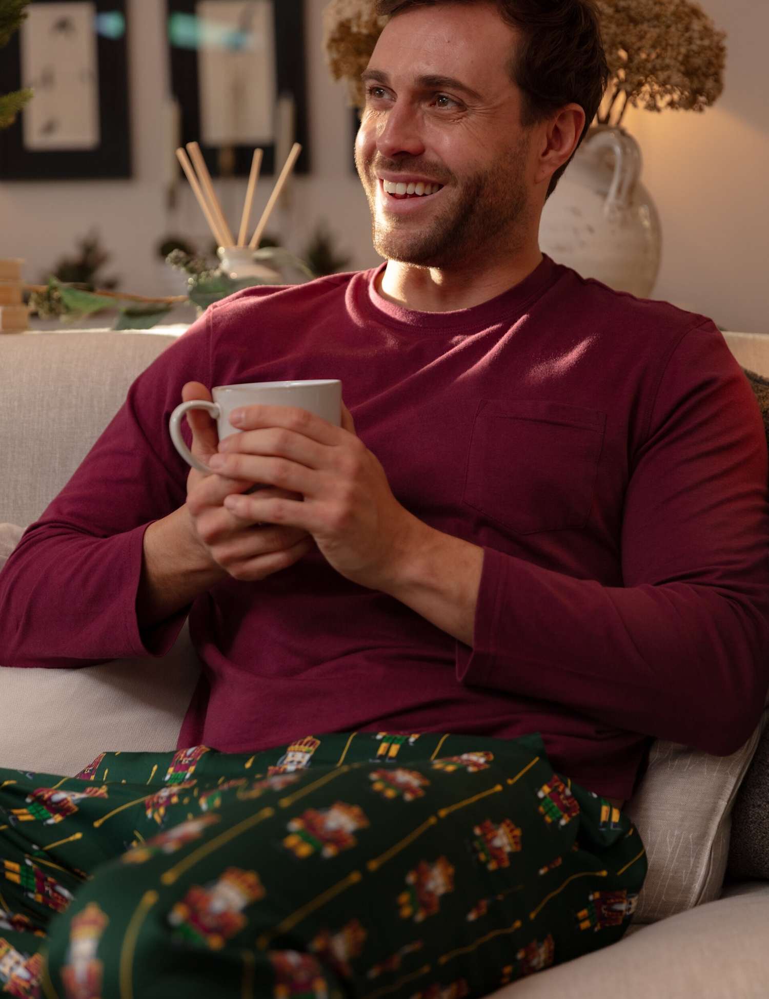 Cyberjammies Christmas Cotton Modal Pyjama Top Berry