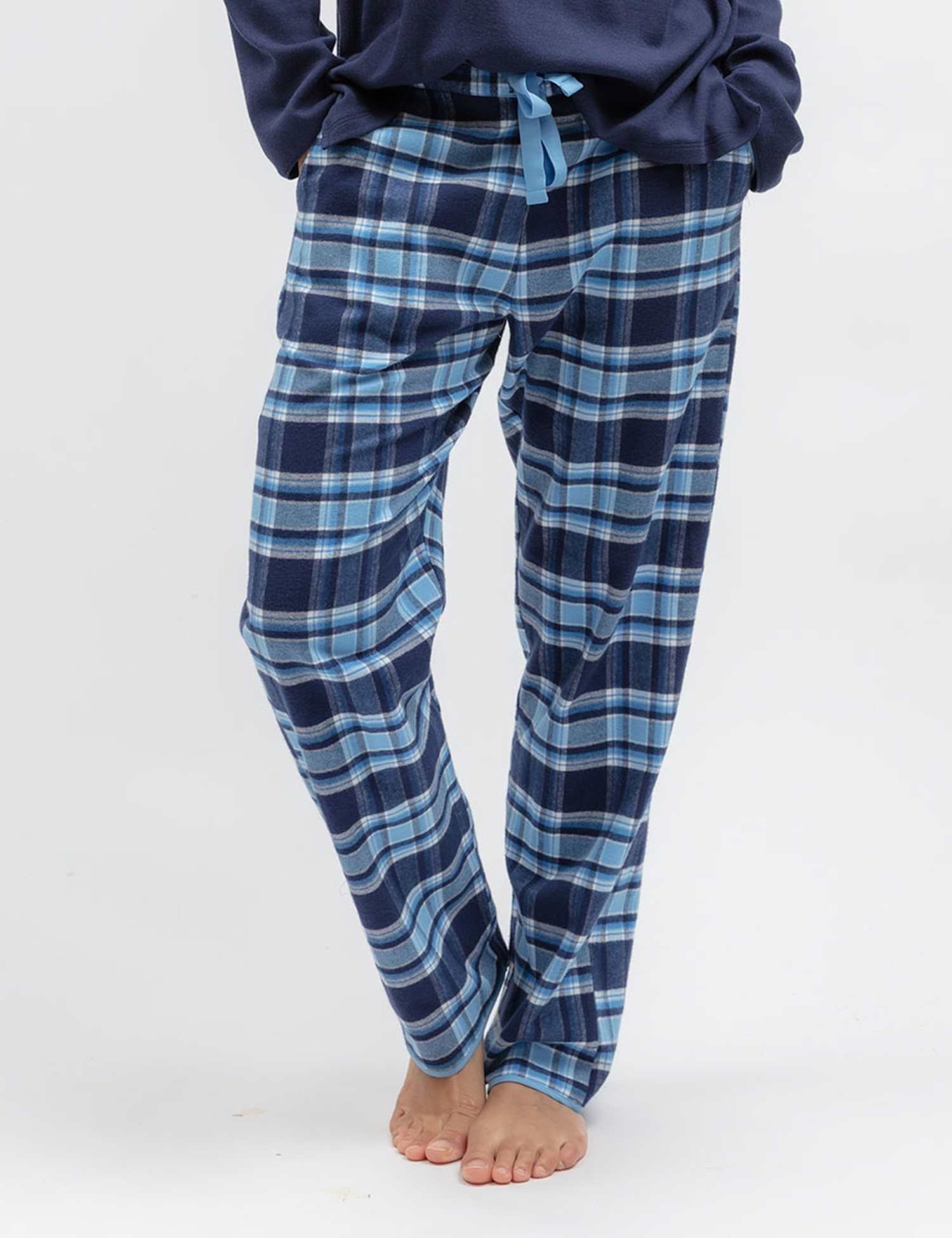 Cyberjammies Family Christmas Pure Cotton Checked Pyjama Bottoms Navy Mix