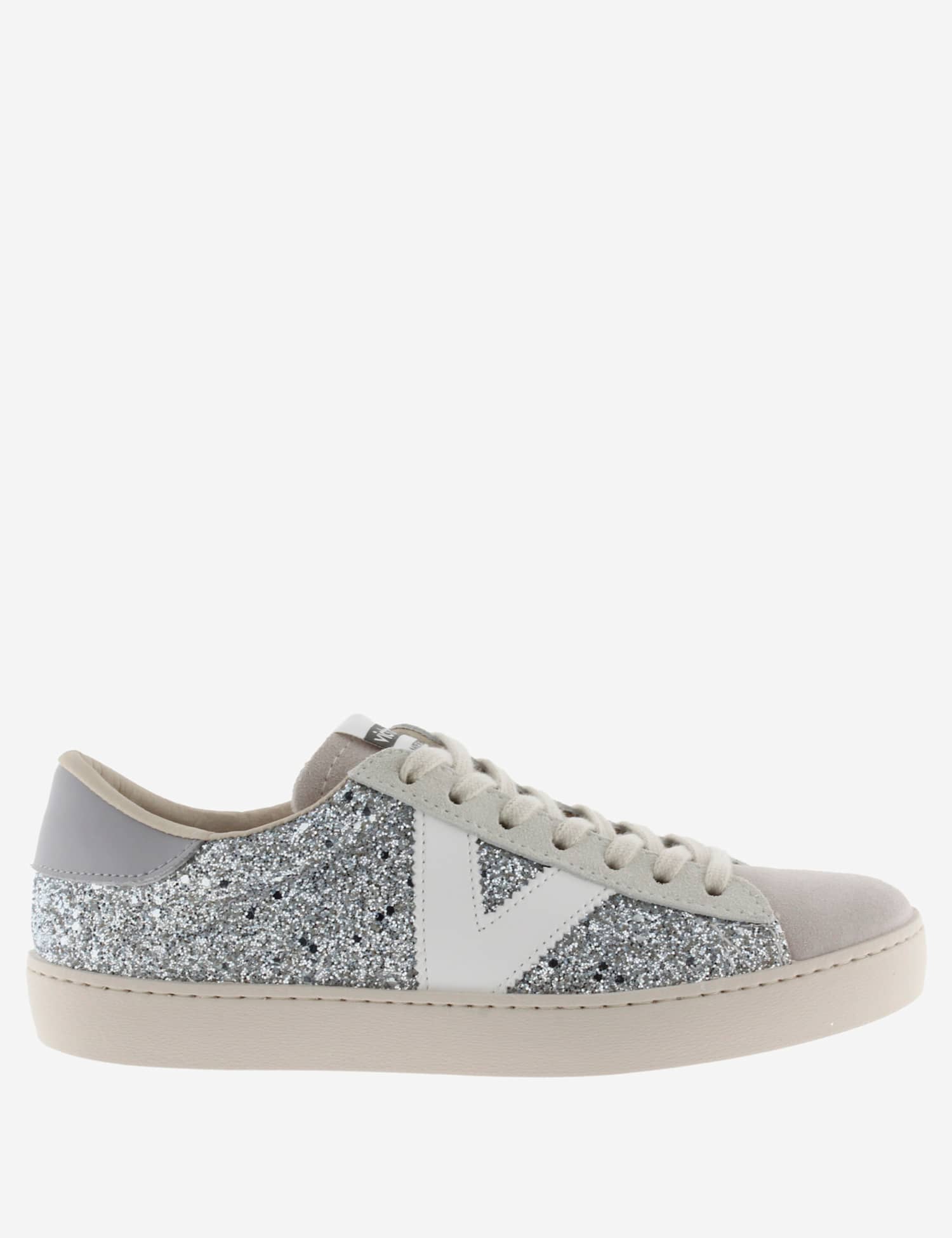 Victoria Berlin Glitter Leather Trainers Silver