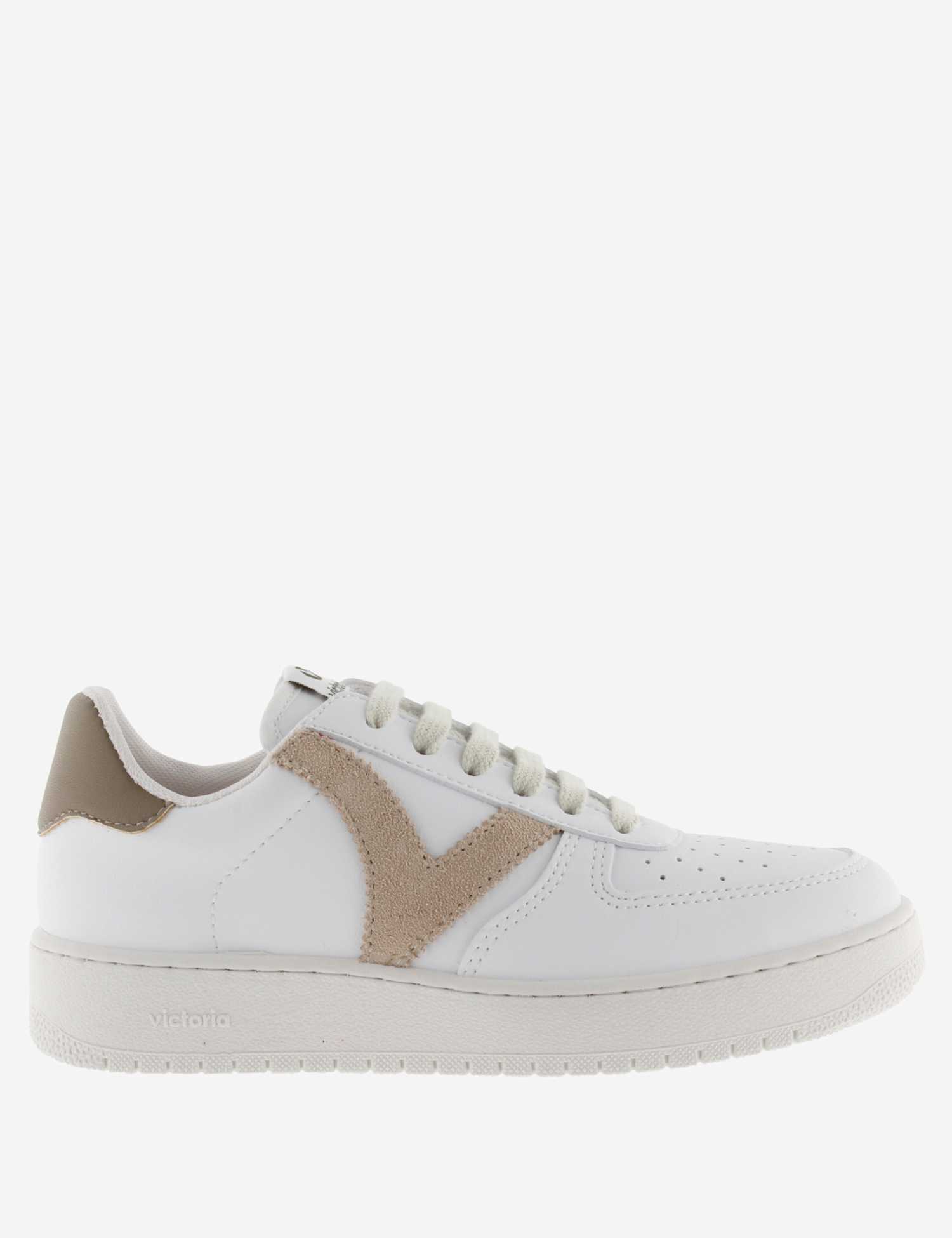 Victoria Madrid Leather Lace Up Trainers White Mix