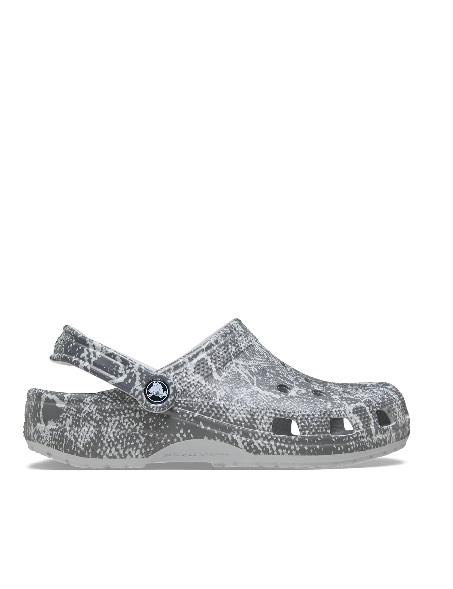 Crocs Classic Pop Animal Print Flat Clogs Grey