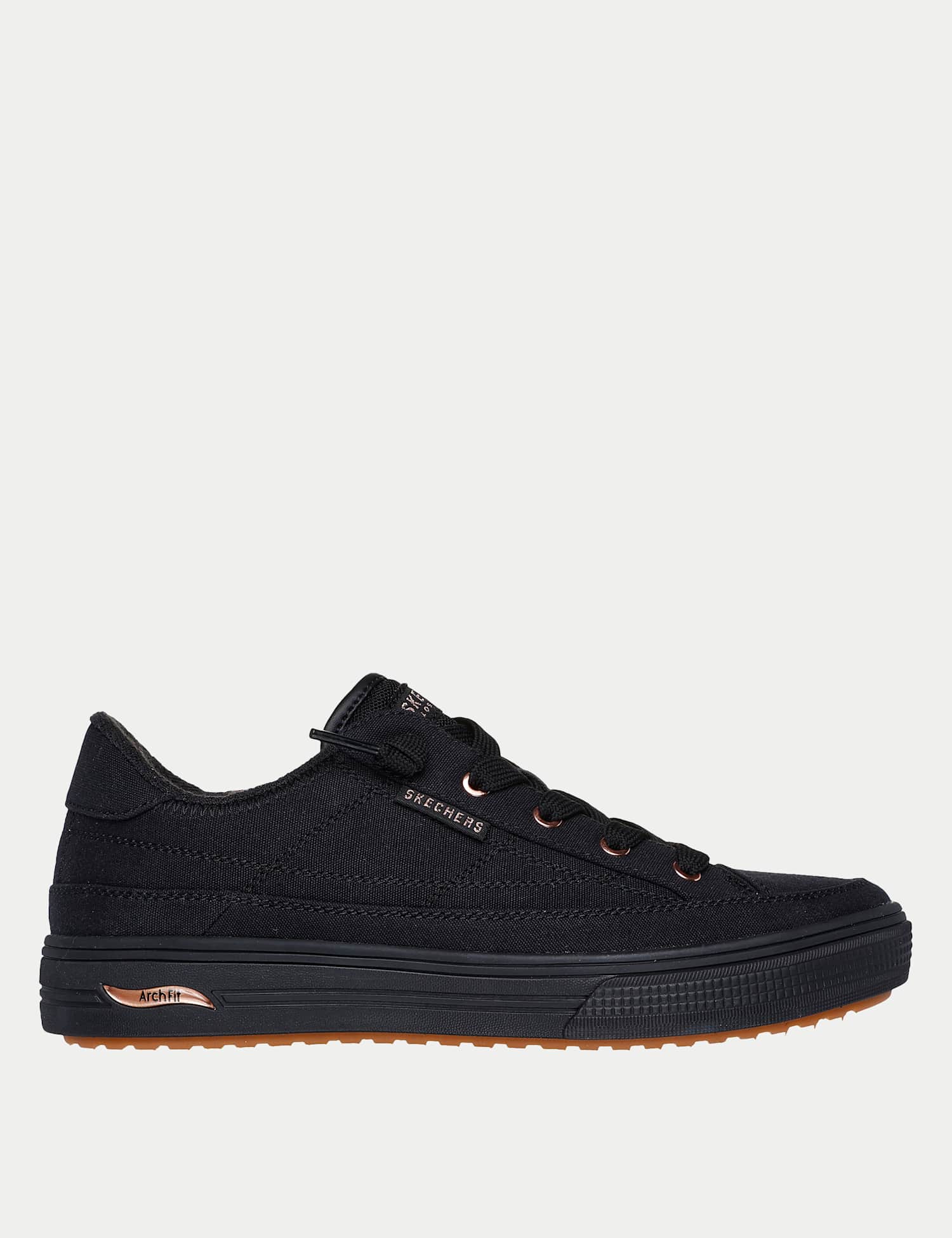 Skechers Arch Fit Arcade Meet Ya There Canvas Trainers Black Mix