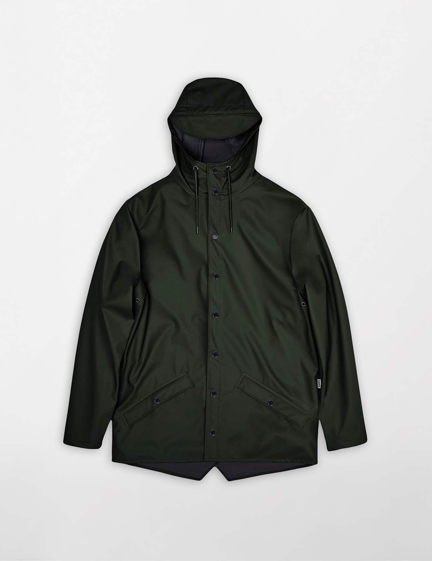 RAINS Waterproof Hooded Rain Jacket Dark Green