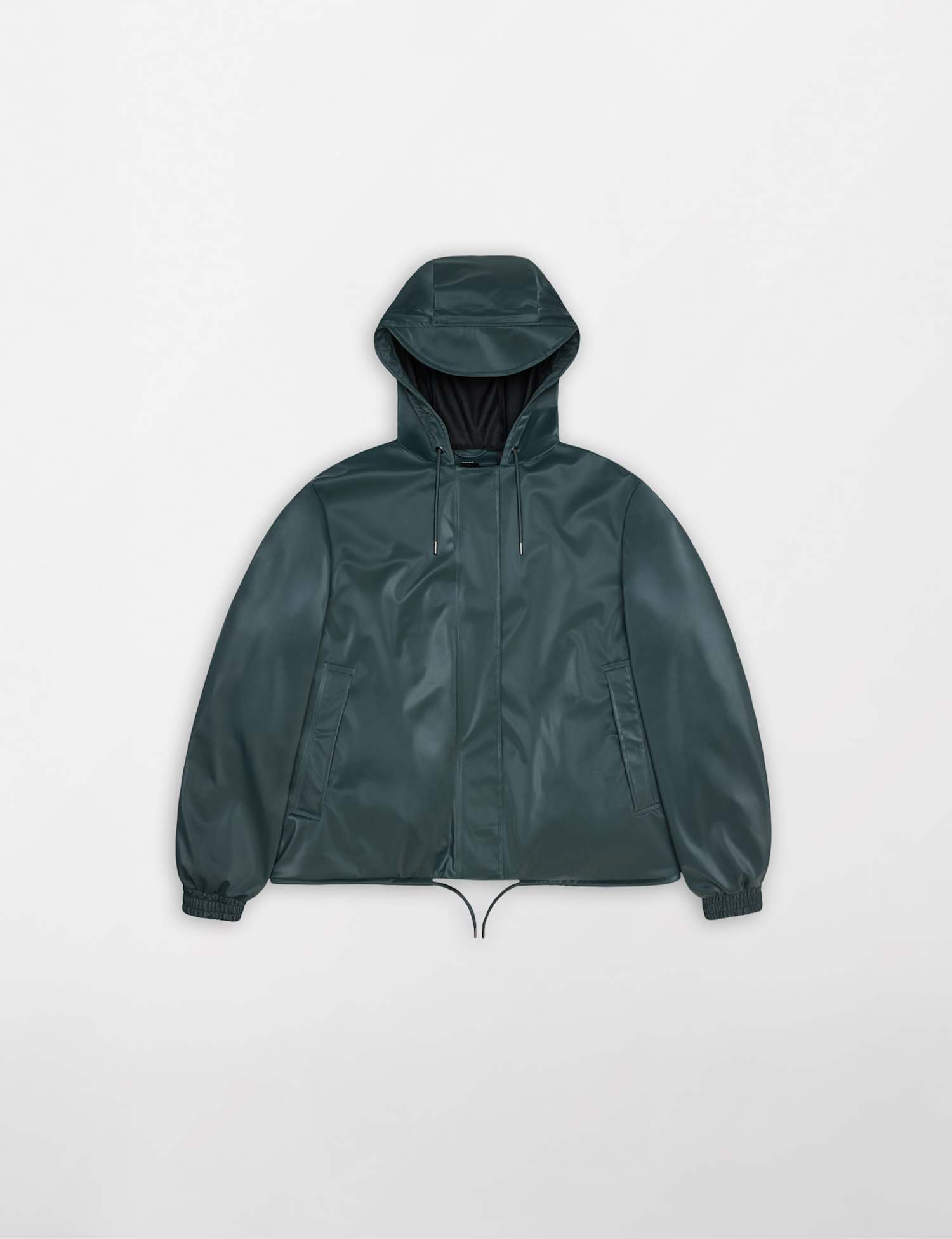 RAINS String Waterproof Hooded Cropped Jacket Dark Green