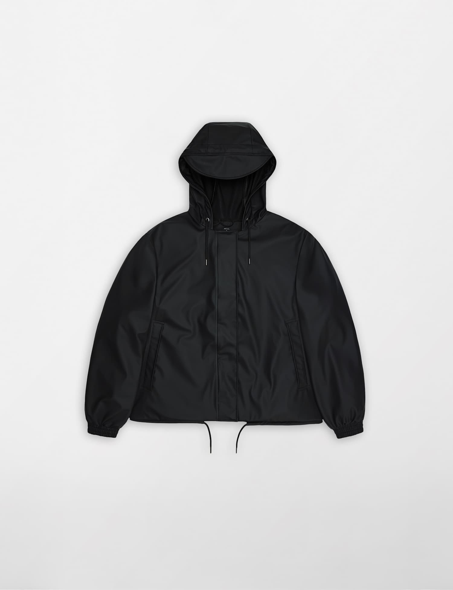 RAINS String Waterproof Hooded Cropped Jacket Black