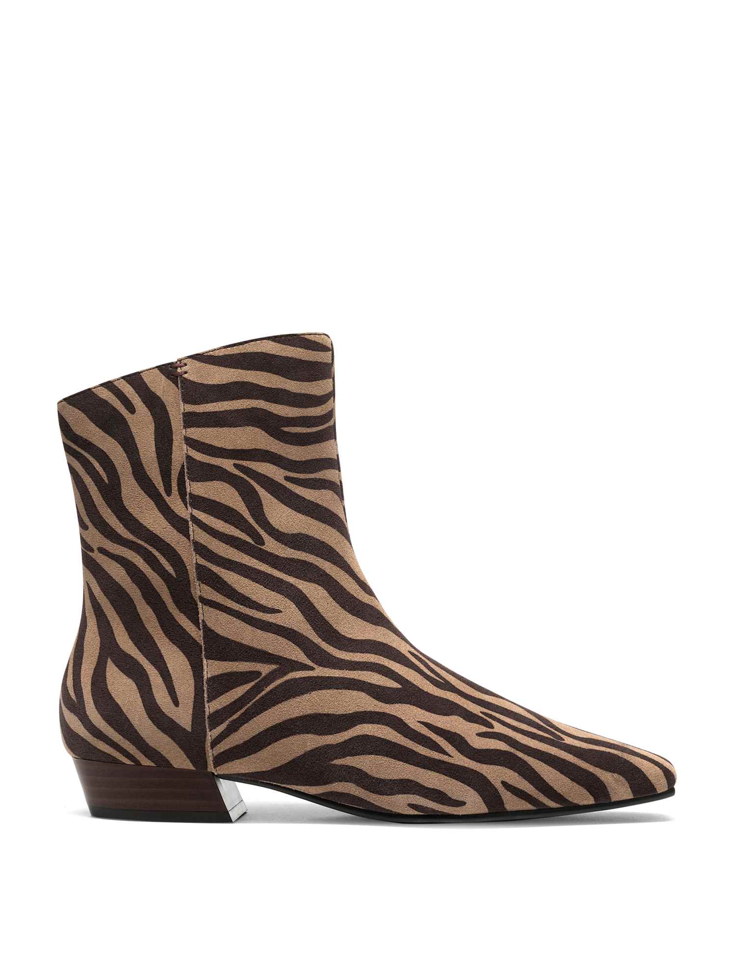 Clarks Suede Animal Print Block Heel Ankle Boots Brown Mix