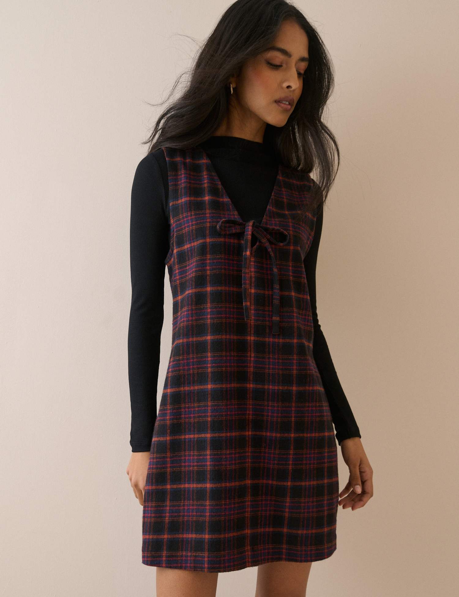 Nobody's Child Pure Cotton Checked V-Neck Mini Dress Multi