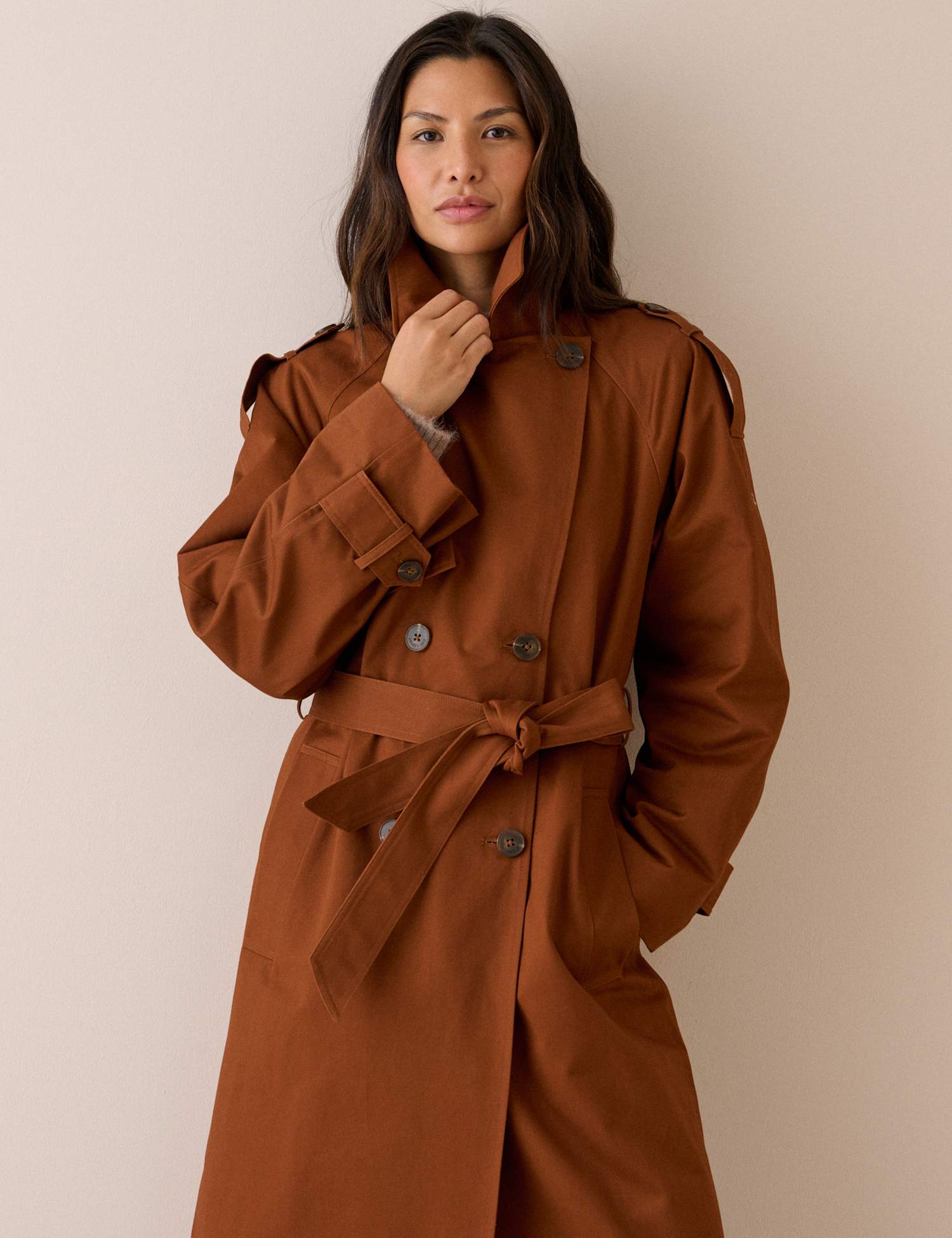 Nobody's Child Pure Cotton Trench Coat Brown