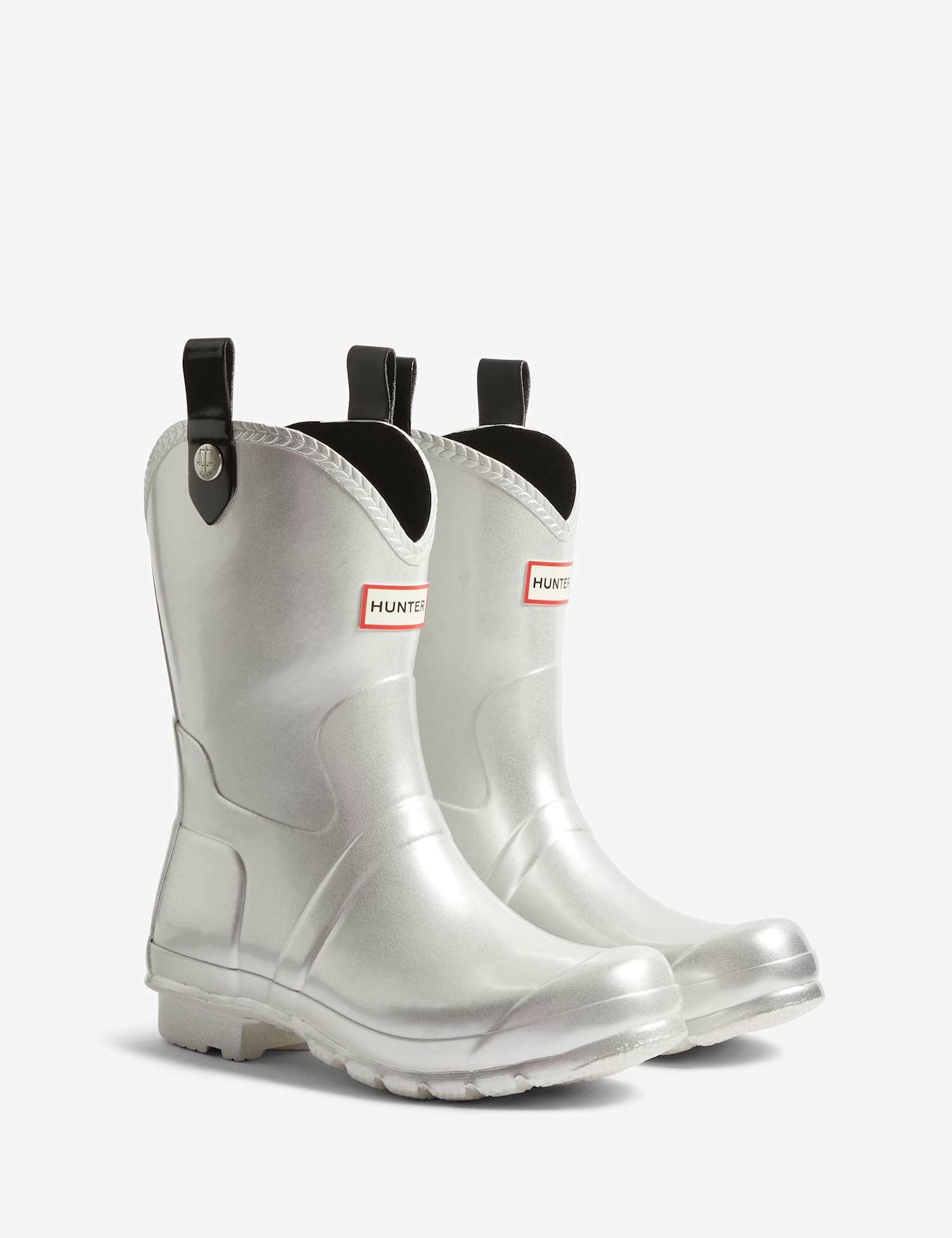 Hunter Metallic Cowboy Boot Wellies Silver