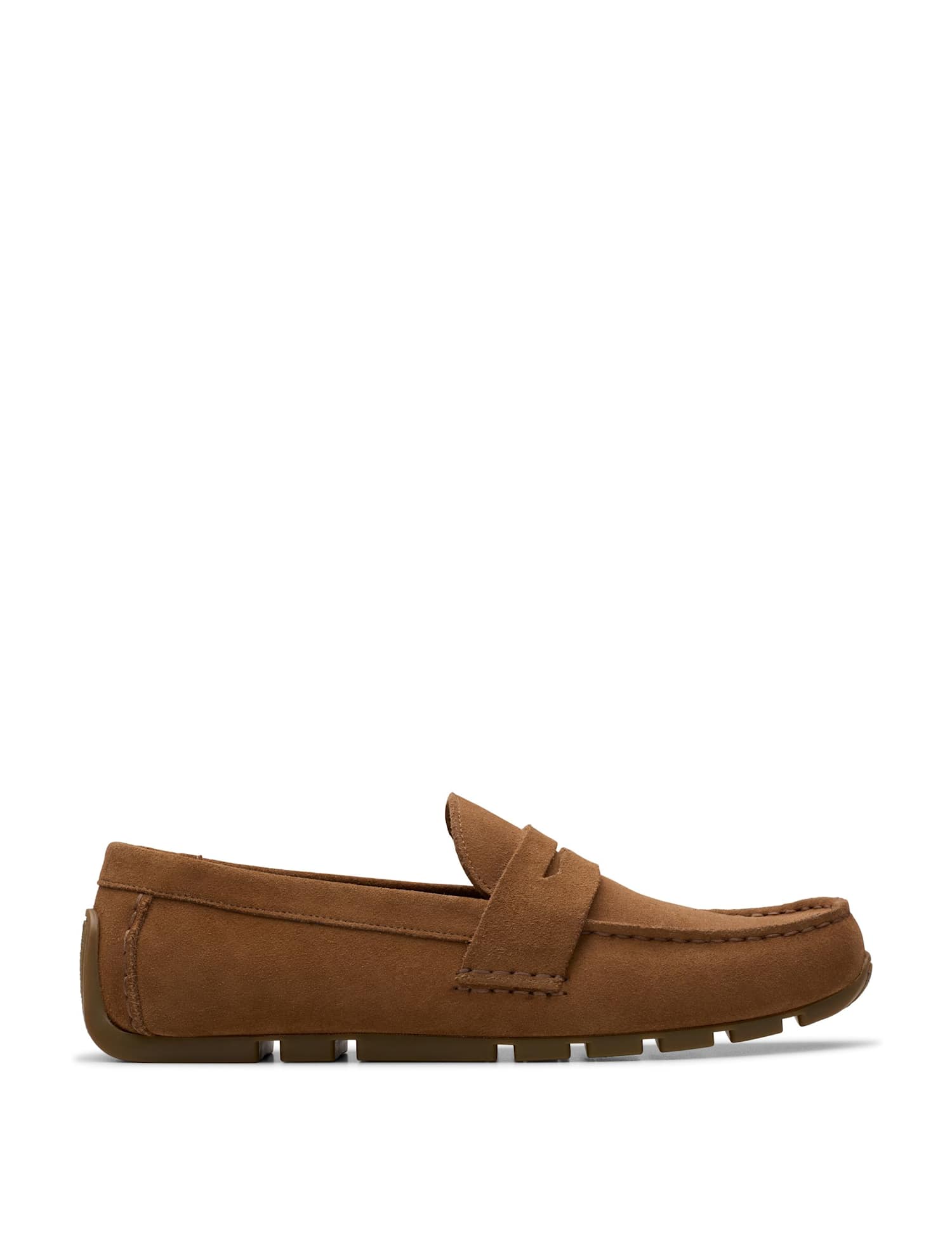 Clarks Wide Fit Suede Slip On Loafers Tan