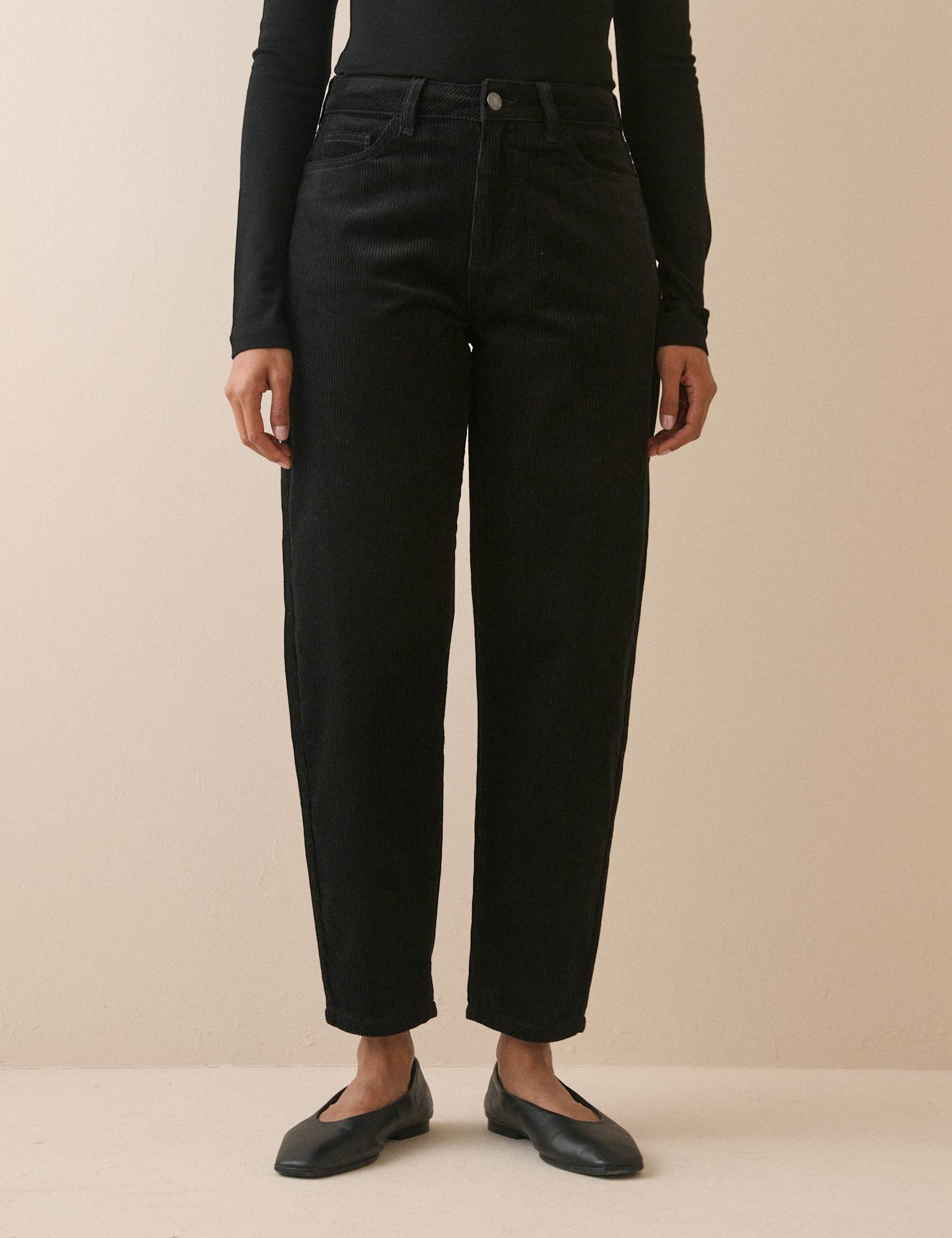 Nobody's Child X Louise Thompson Corduroy Barrel Leg Jeans Black